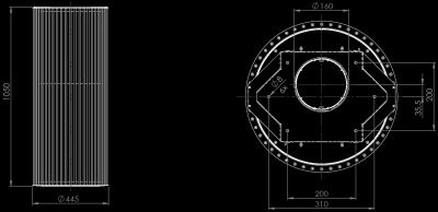 Ostrovčekový digestor Voliera N1 Black-Black - Čierna matná - technický výkres