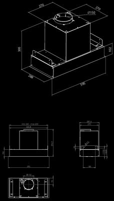 Digestor podskrinkový Prato Eco Inox - Inox - technický výkres