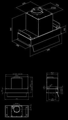 Digestor podskrinkový Prato Inox - Inox - technický výkres