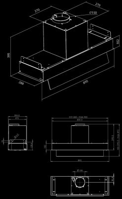 Digestor podskrinkový Prato Inox - Inox - technický výkres 2