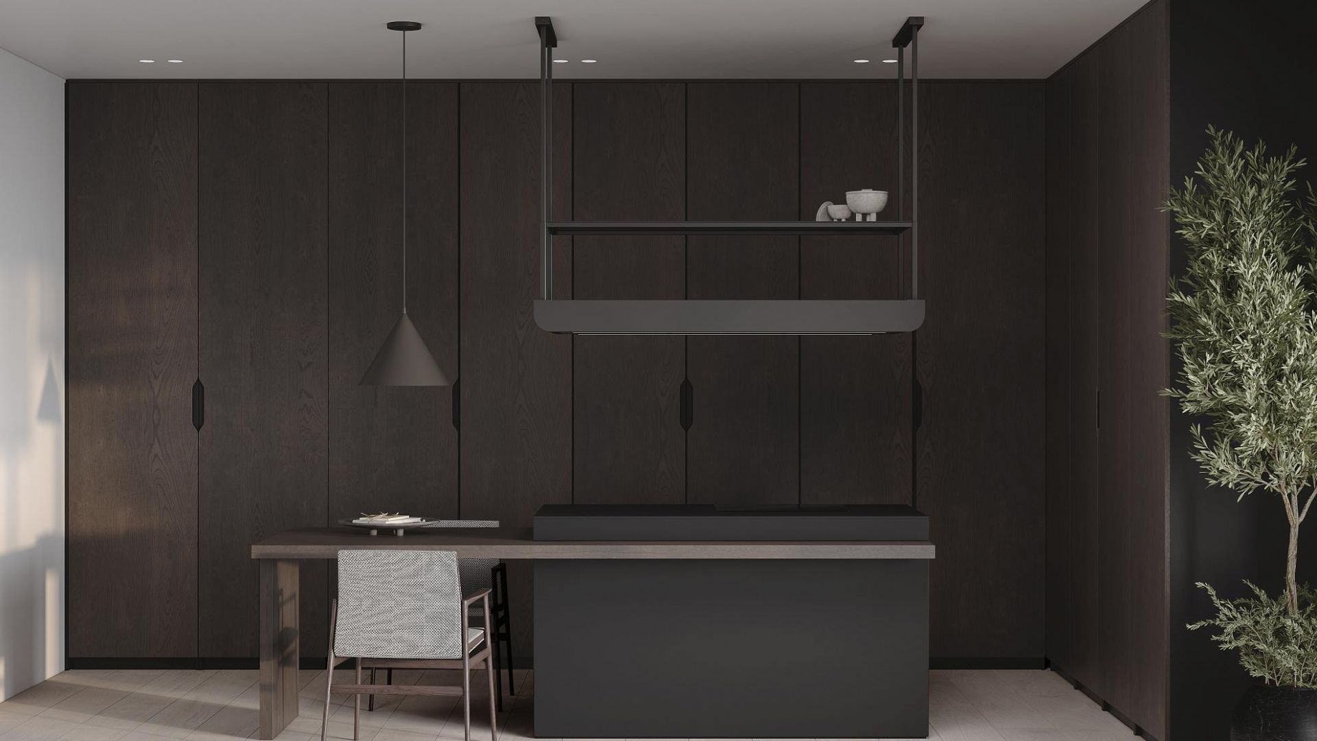 Ostrovčekový digestor Arne Wood Black Matt - Čierna matná - Vizualizácia 2