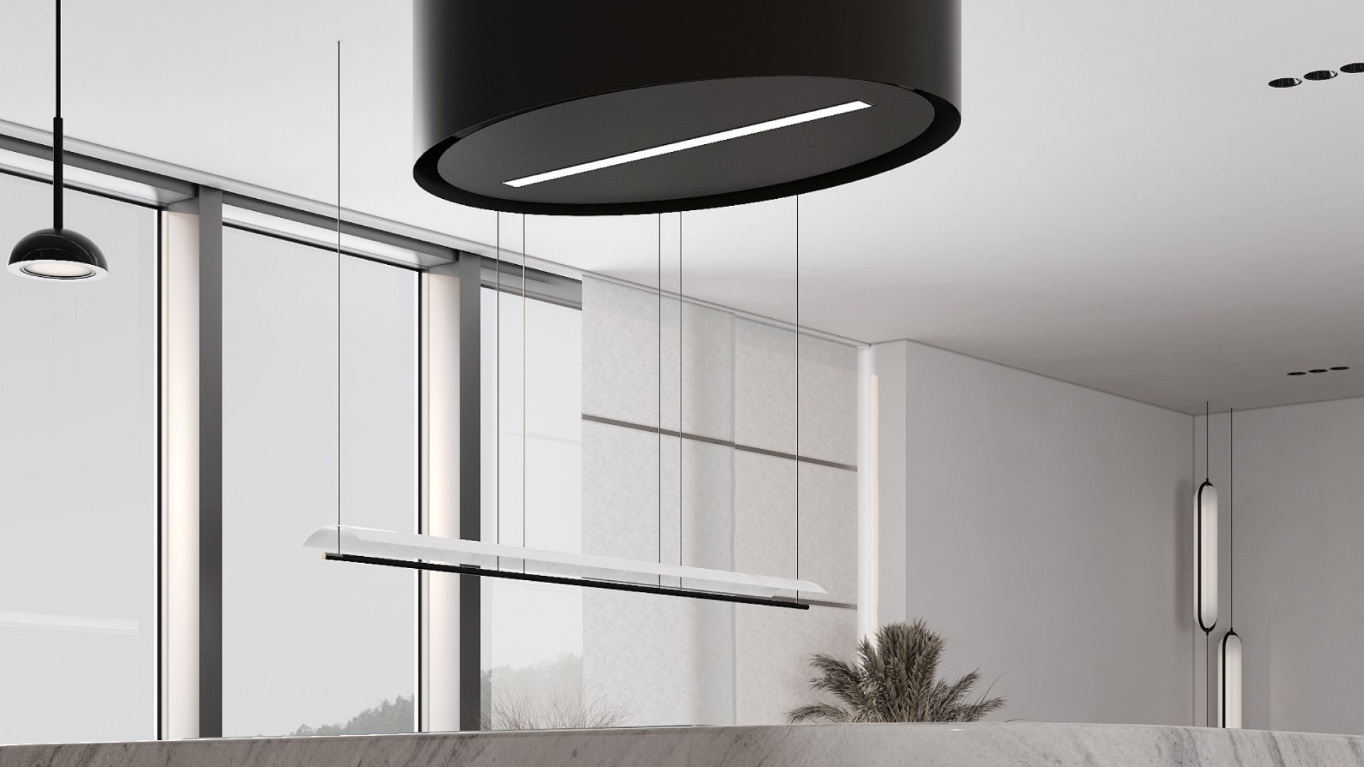 Ostrovčekový digestor Oval Black Matt - Čierna matná - Vizualizácia