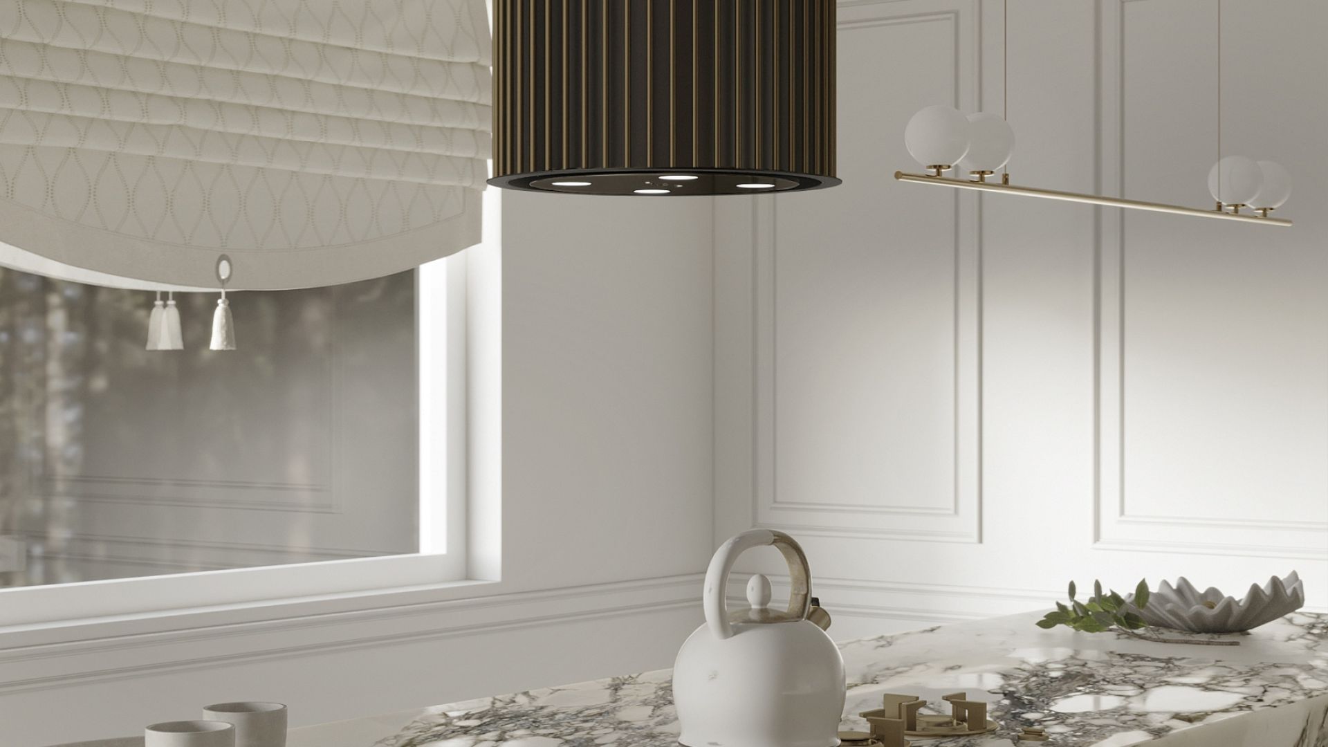 Ostrovčekový digestor Voliera N1 Black-Gold - Čierna - Vizualizácia 9