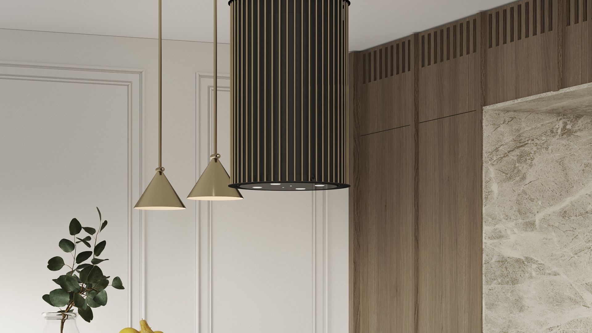 Ostrovčekový digestor Voliera N2 Black-Gold - Čierna - Vizualizácia 2