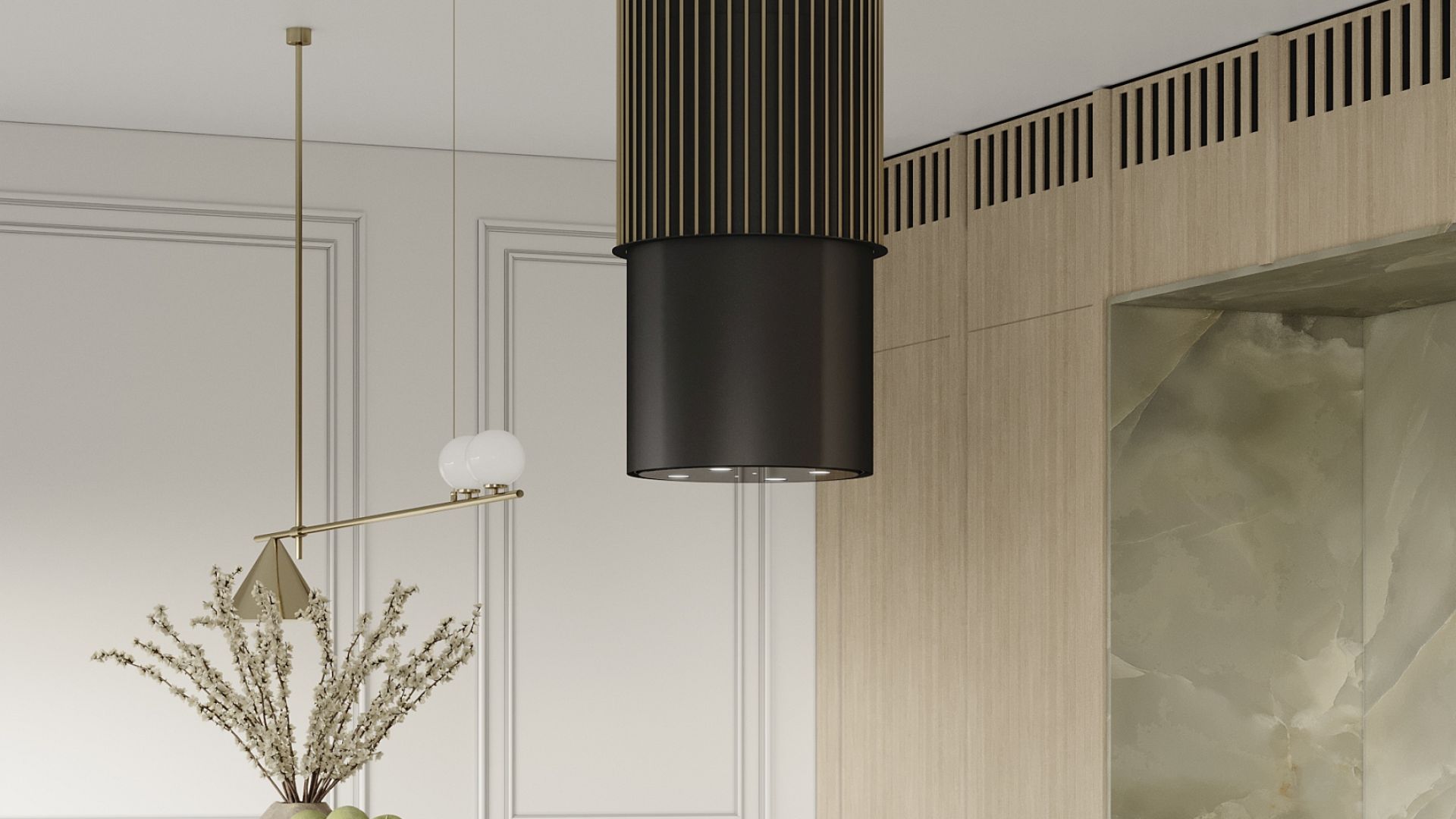 Ostrovčekový digestor Voliera N3 Black-Gold - Čierna - Vizualizácia 8