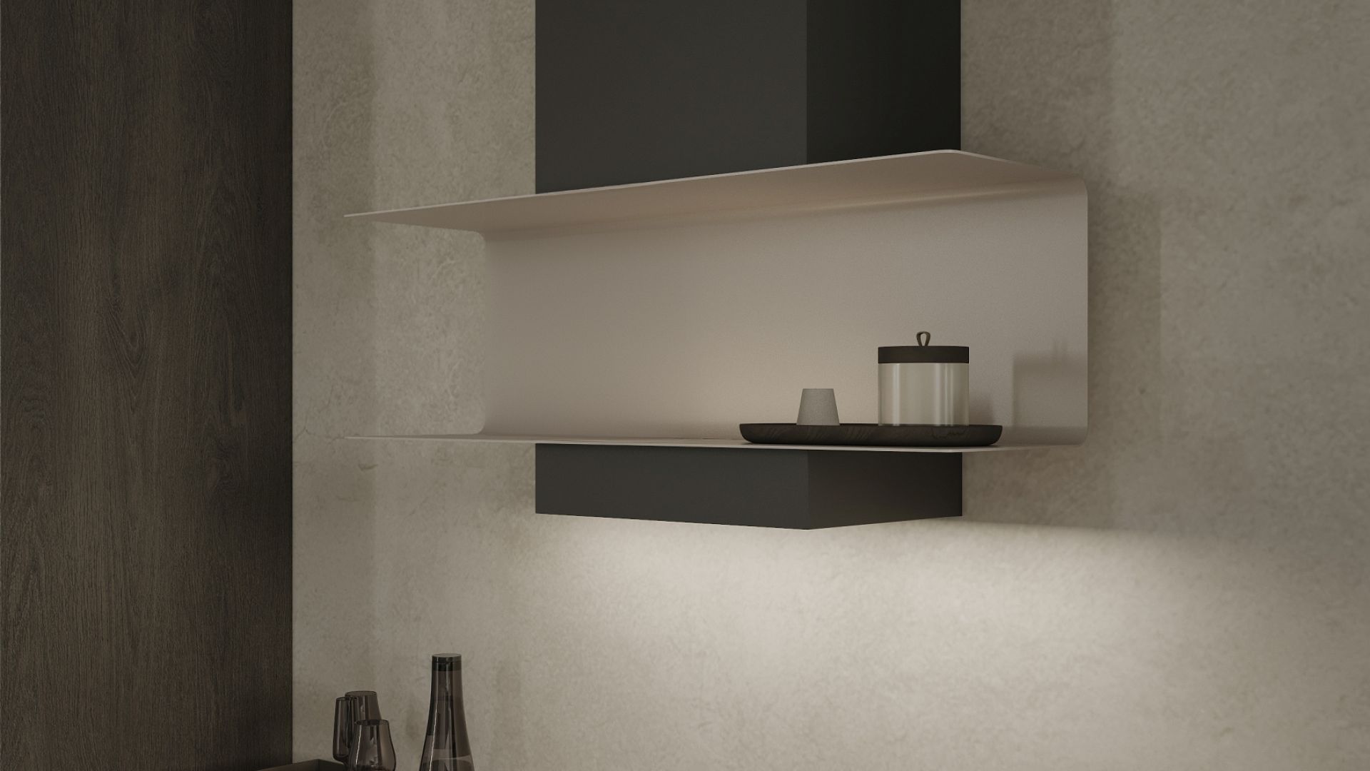 Digestor komínový C-Shelf Black-Kashmir - Čierna - Vizualizácia