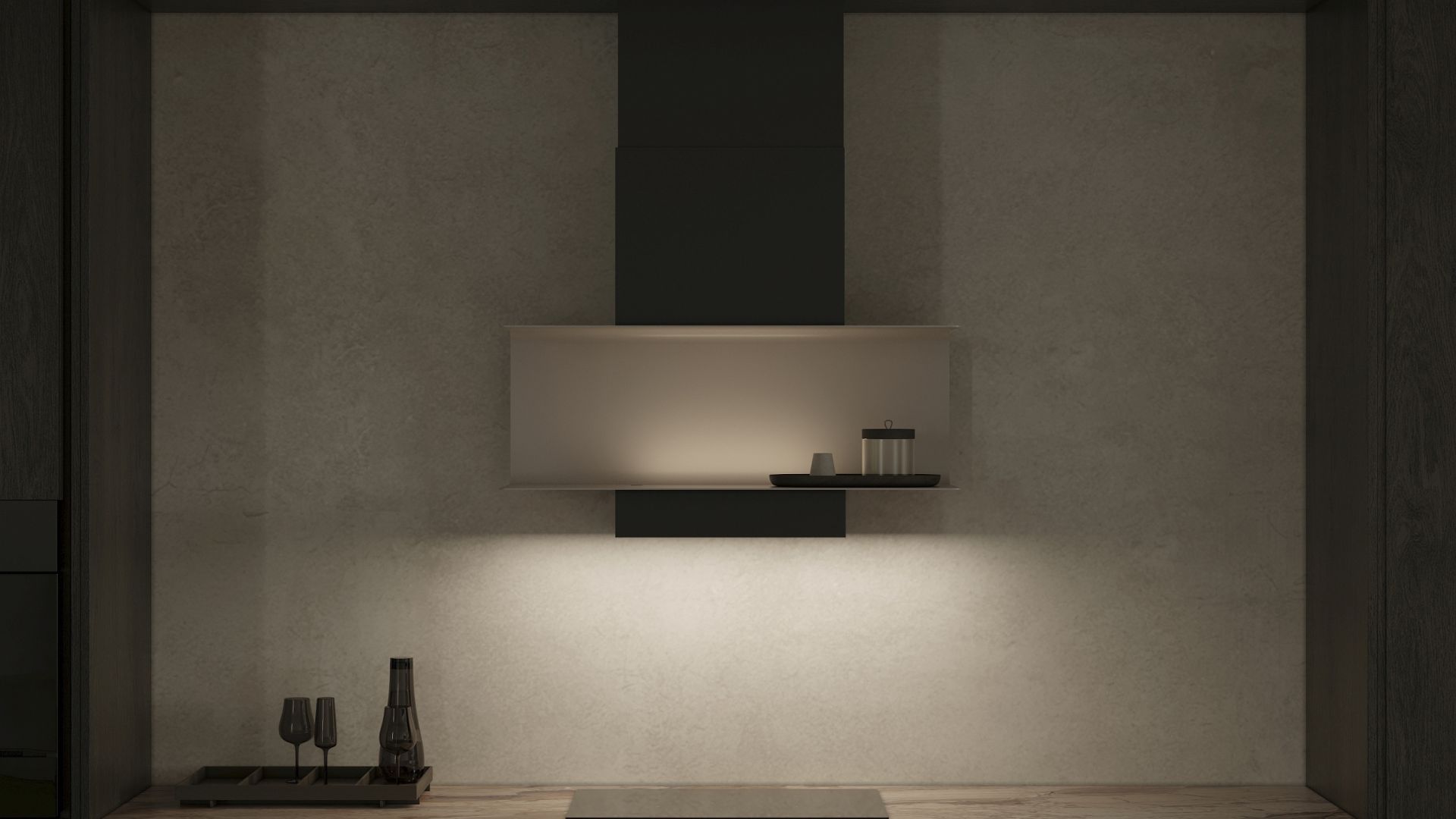 Digestor komínový C-Shelf Black-Kashmir - Čierna - Vizualizácia 8