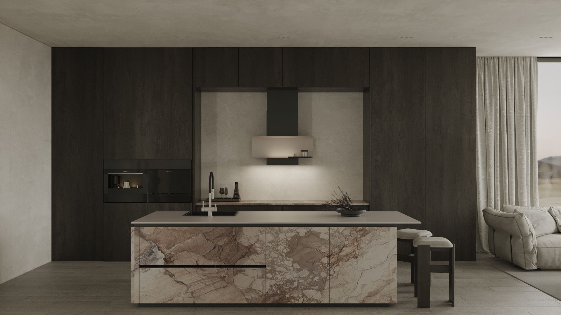 Digestor komínový C-Shelf Black-Kashmir - Čierna - Vizualizácia 5