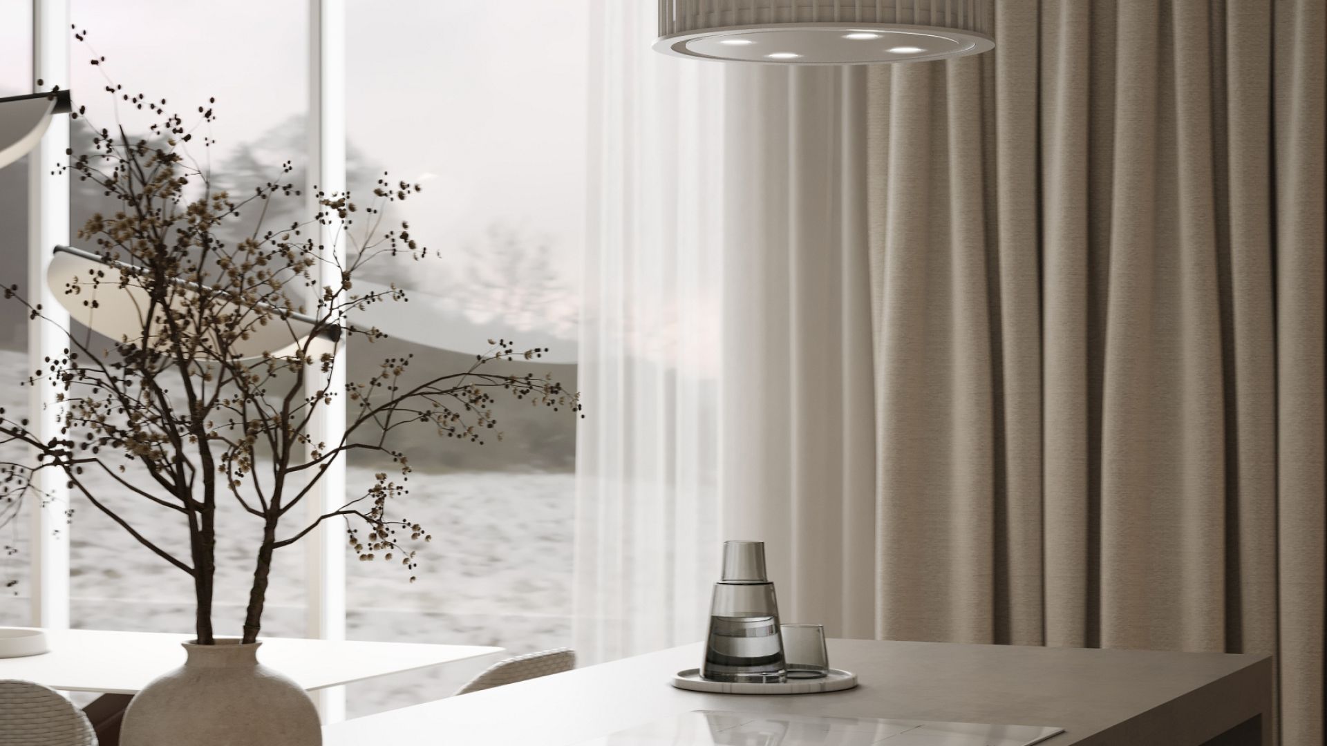 Ostrovčekový digestor Voliera N1 White-White - Biela matná - Vizualizácia 8