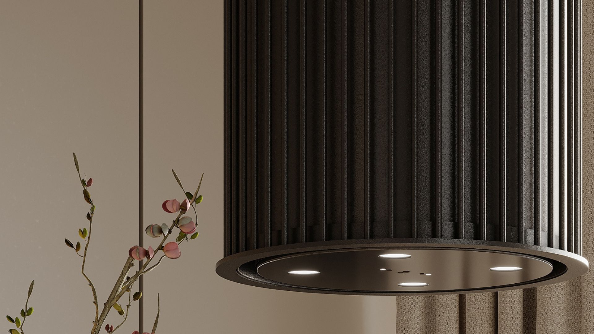 Ostrovčekový digestor Voliera N2 Black-Black - Čierna - Vizualizácia 2