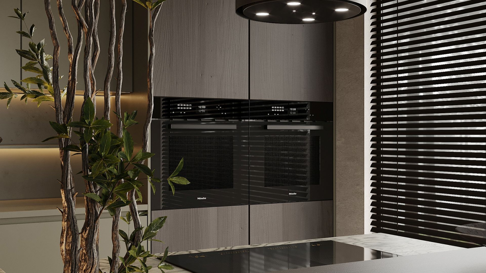 Ostrovčekový digestor Voliera N3 Black-Black - Čierna - Vizualizácia