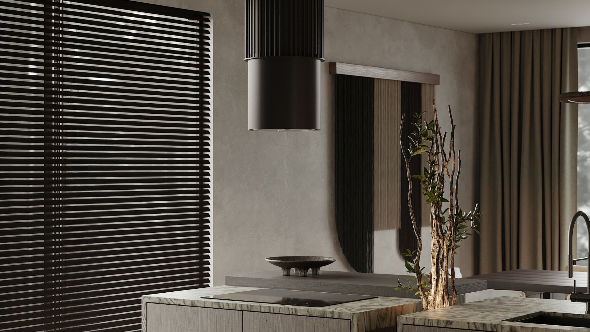 Ostrovčekový digestor Voliera N3 Black-Black - Čierna - Vizualizácia 5