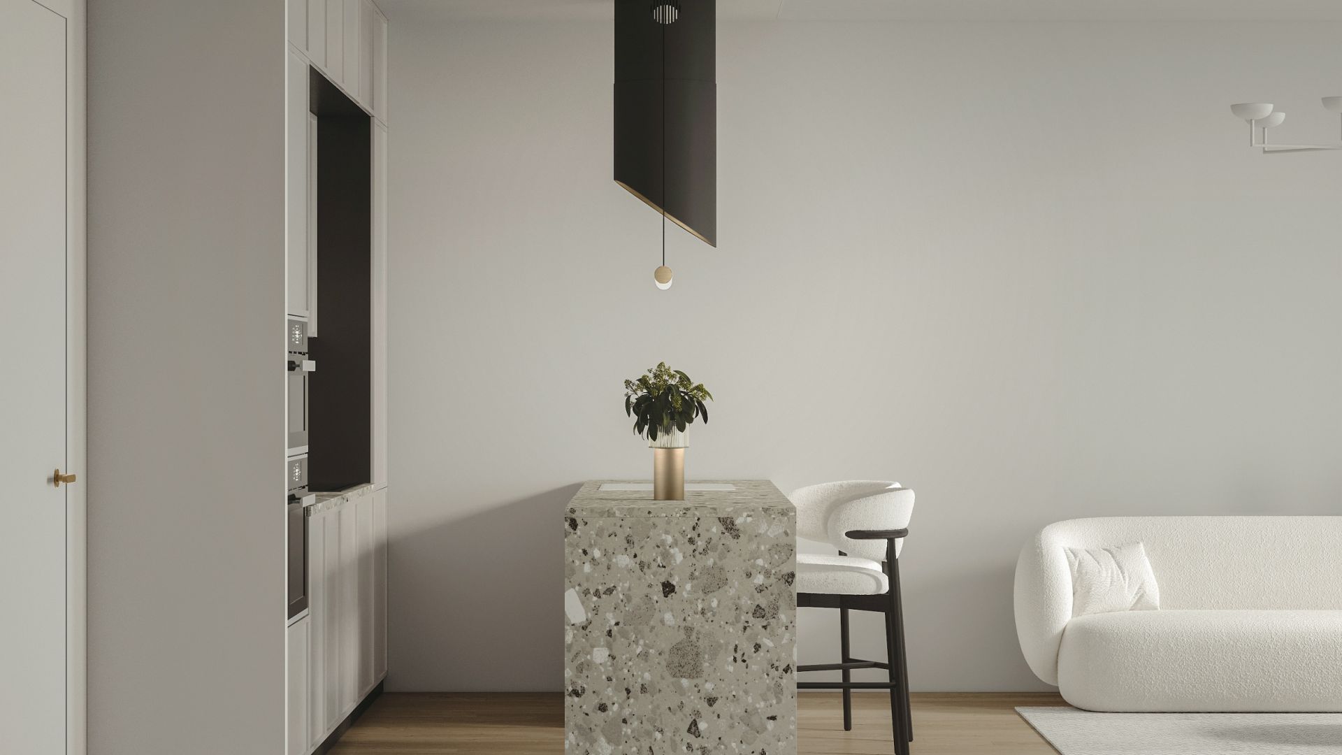 Ostrovčekový digestor Hiro Color Black-Gold - Black Matt/Gold - Vizualizácia 6