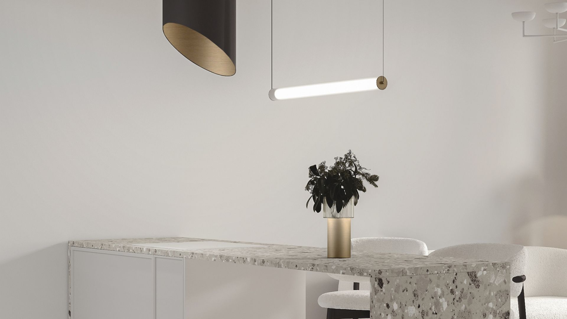 Ostrovčekový digestor Hiro Color Black-Gold - Black Matt/Gold - Vizualizácia 2