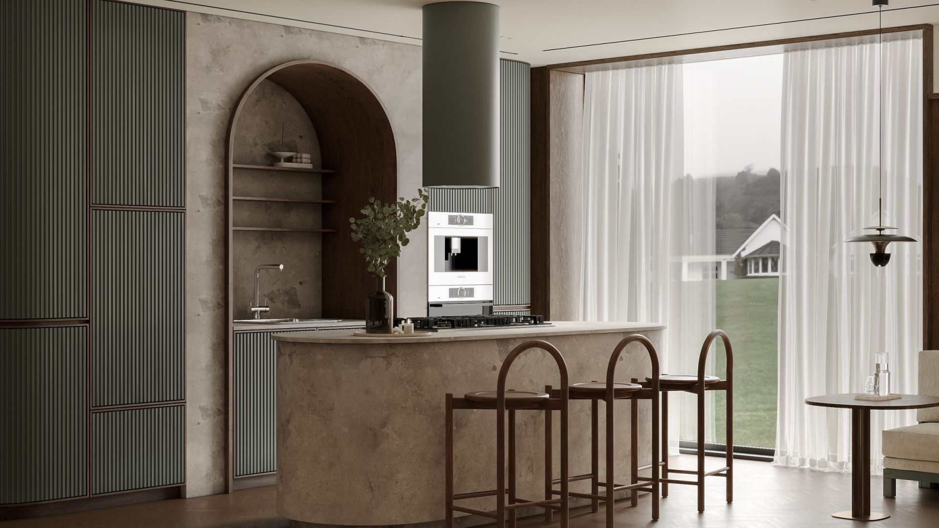 Ostrovčekový digestor Cylindro Eco Eucalyptus - Eucalyptus - Vizualizácia 2