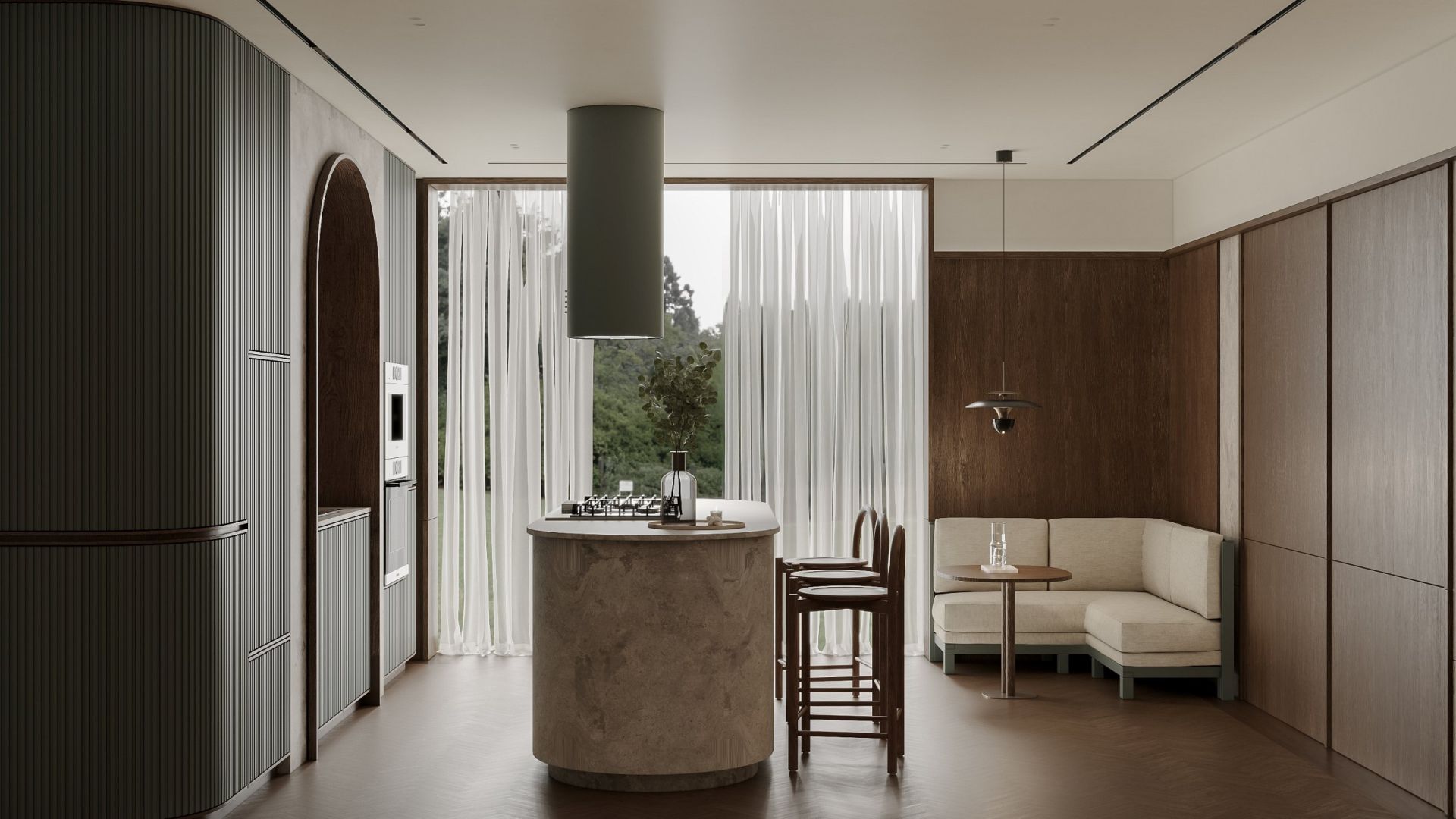 Ostrovčekový digestor Cylindro Eco Eucalyptus - Eucalyptus - Vizualizácia 3