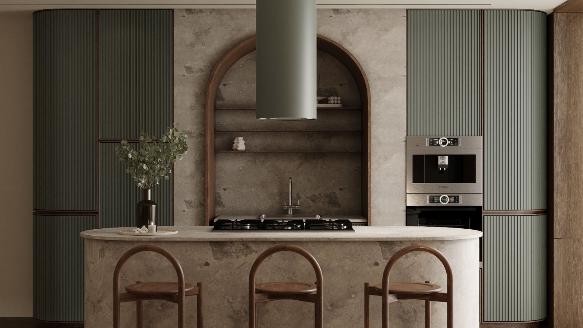 Ostrovčekový digestor Cylindro Eco Eucalyptus - Eucalyptus - Vizualizácia