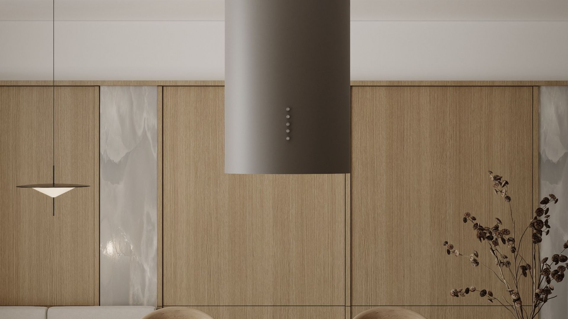 Ostrovčekový digestor Cylindro Eco Taupe - Taupe - Vizualizácia 6