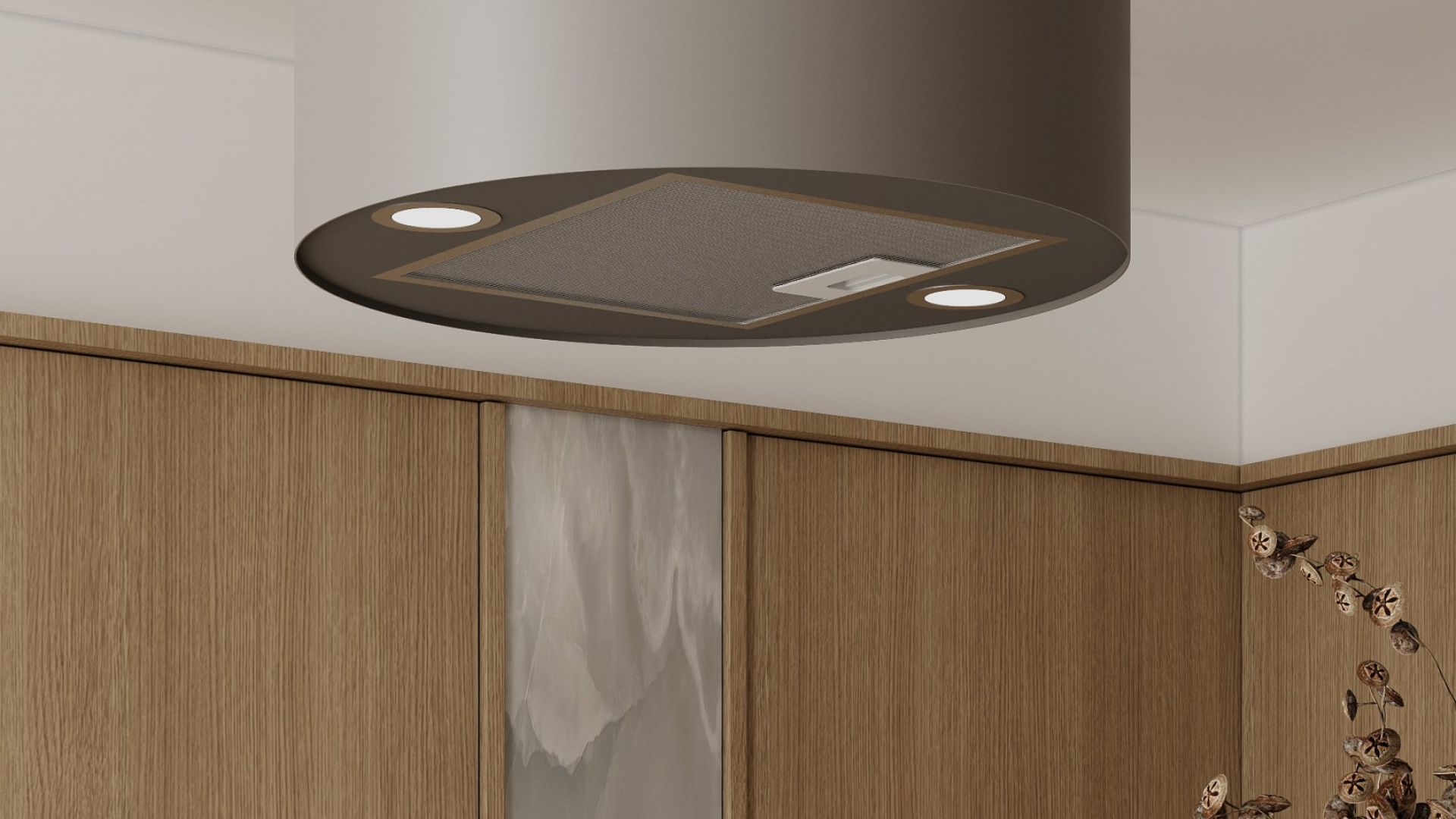 Ostrovčekový digestor Cylindro Eco Taupe - Taupe - Vizualizácia 7