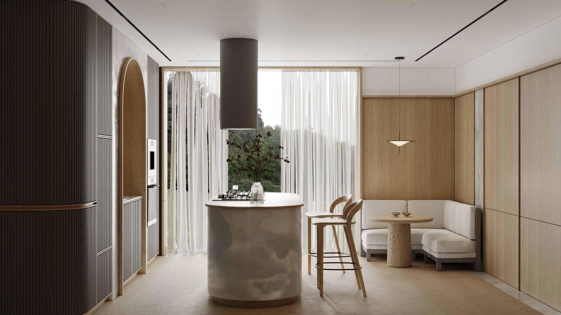 Ostrovčekový digestor Cylindro Eco Taupe - Taupe - Vizualizácia 5