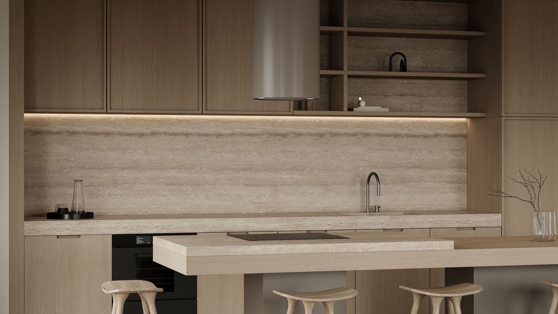 Ostrovčekový digestor Cylindro Taupe - Taupe - Vizualizácia 5