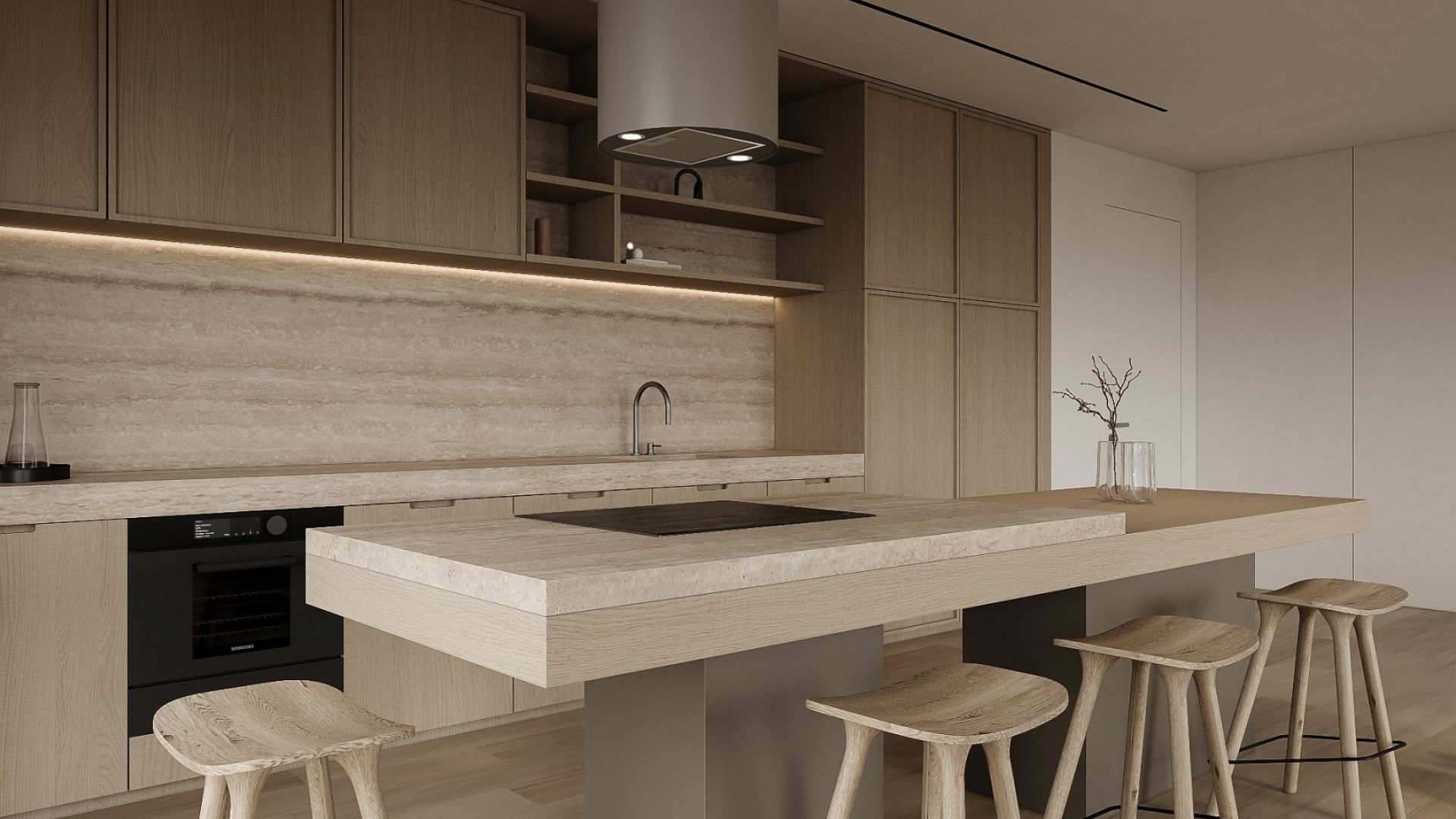 Ostrovčekový digestor Cylindro Taupe - Taupe - Vizualizácia 6