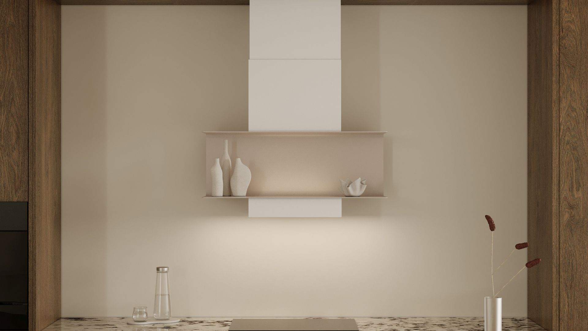 Digestor komínový C-Shelf White-Kashmir - White Matt/Kashmir - Vizualizácia 6