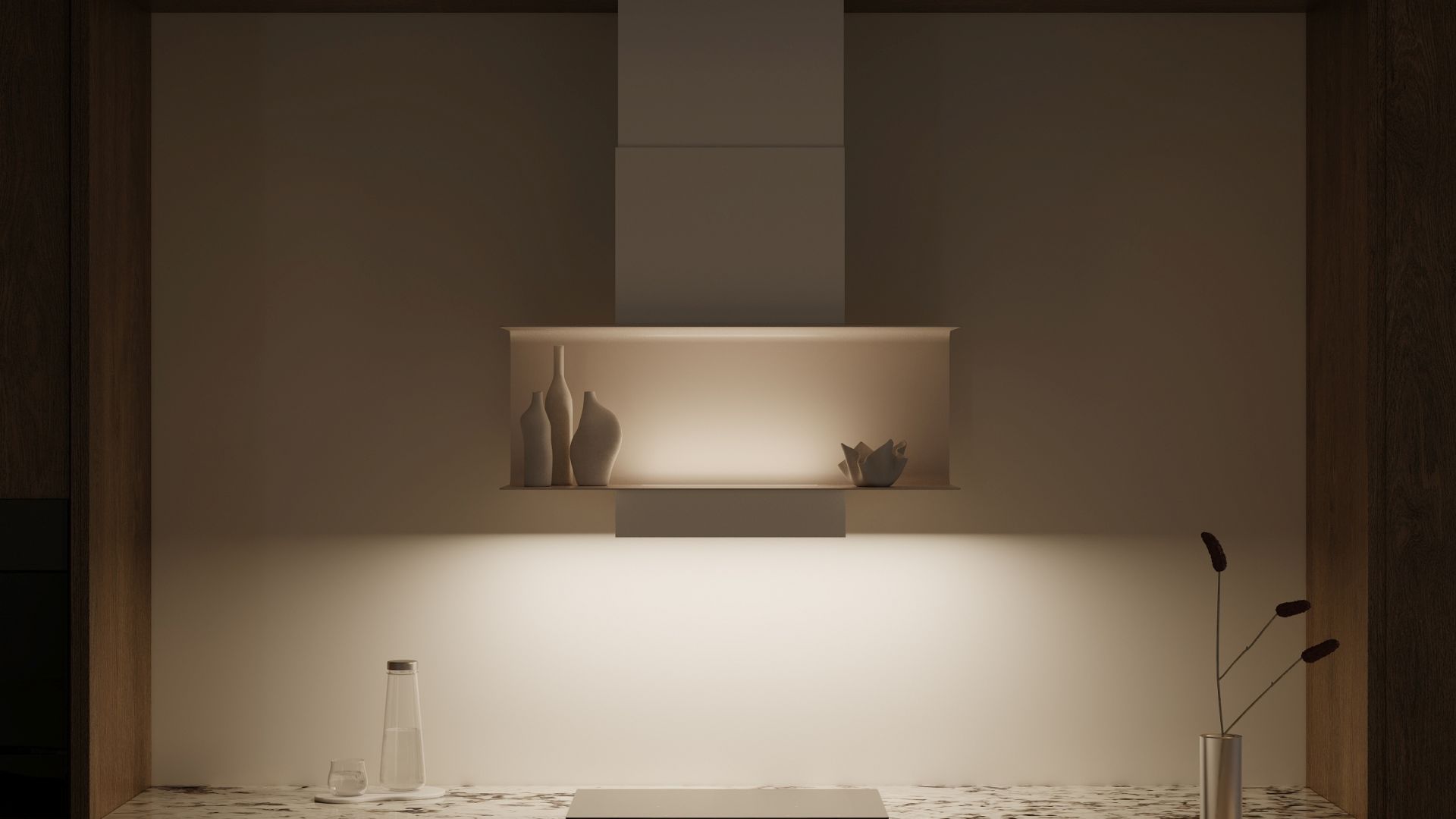 Digestor komínový C-Shelf White-Kashmir - White Matt/Kashmir - Vizualizácia 7