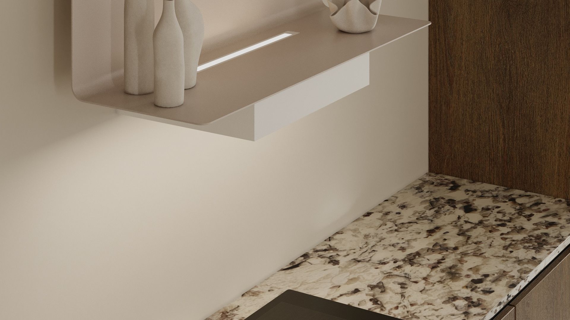 Digestor komínový C-Shelf White-Kashmir - White Matt/Kashmir - Vizualizácia 8