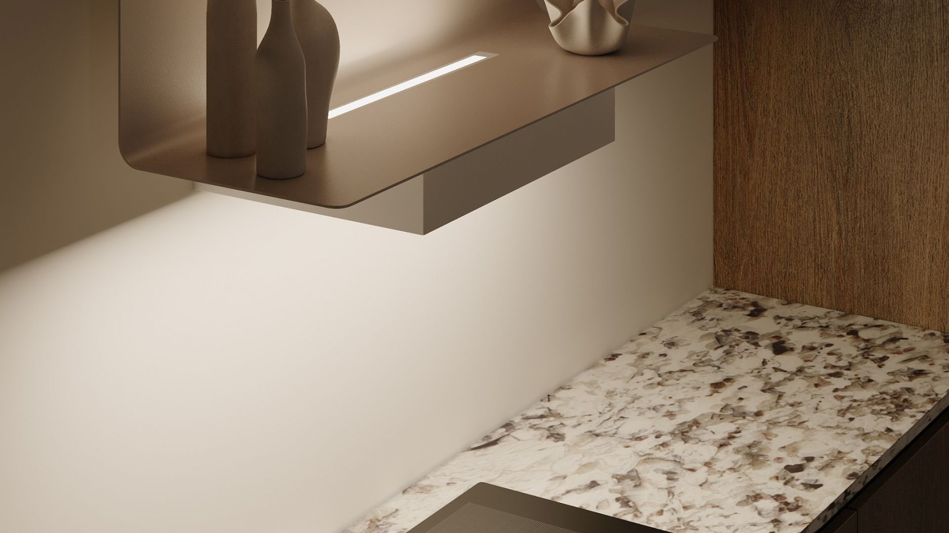 Digestor komínový C-Shelf White-Kashmir - White Matt/Kashmir - Vizualizácia 9