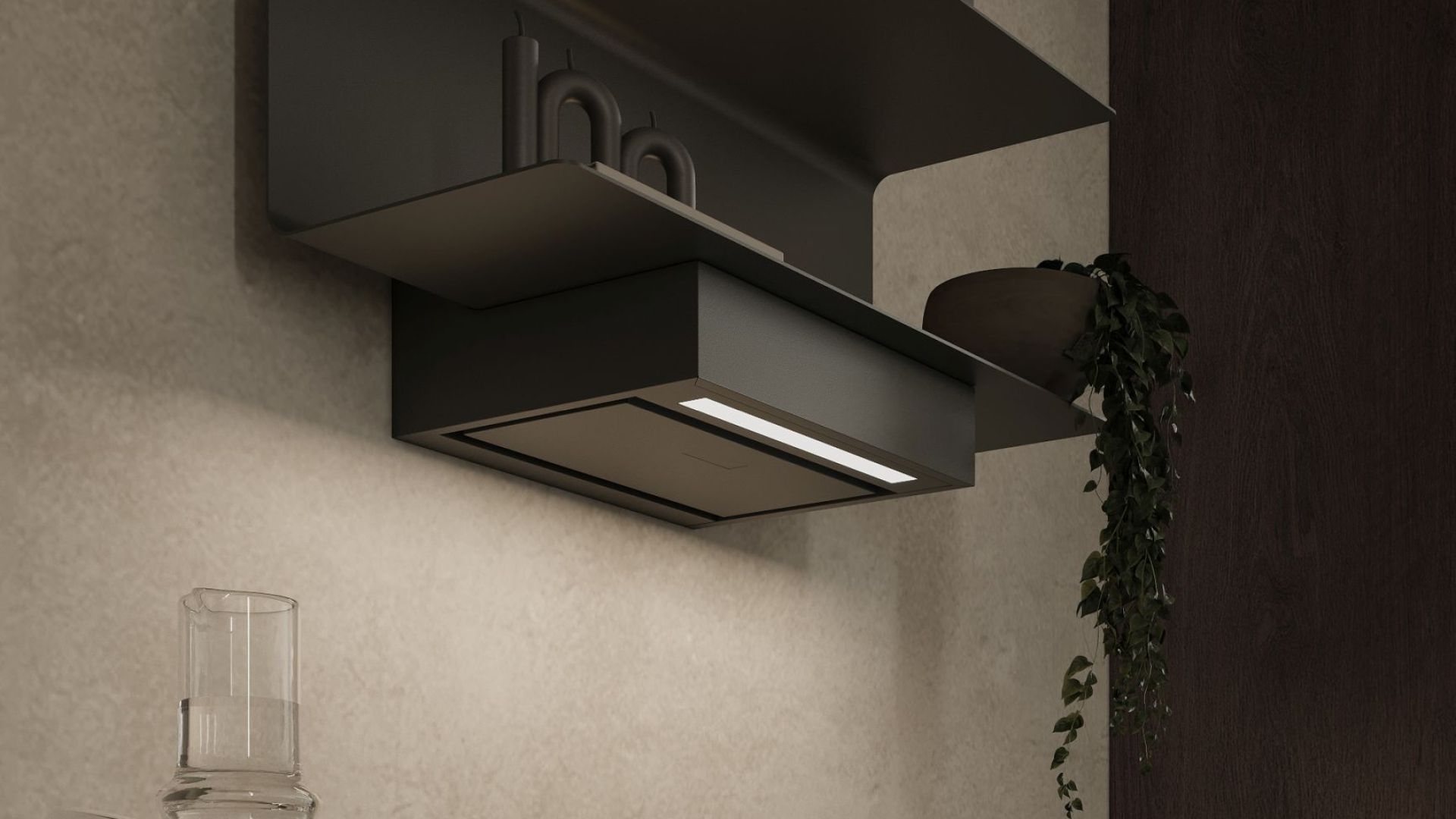 Digestor komínový C-Shelf Black-Black - Čierna matná - Vizualizácia 4