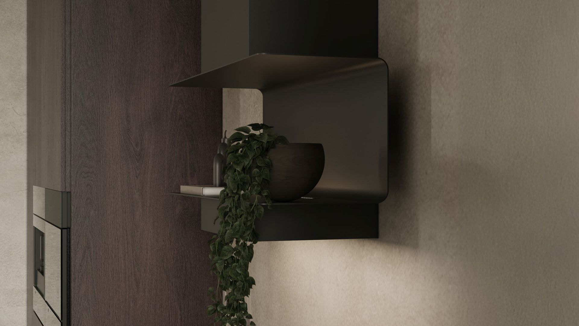Digestor komínový C-Shelf Black-Black - Čierna matná - Vizualizácia 7