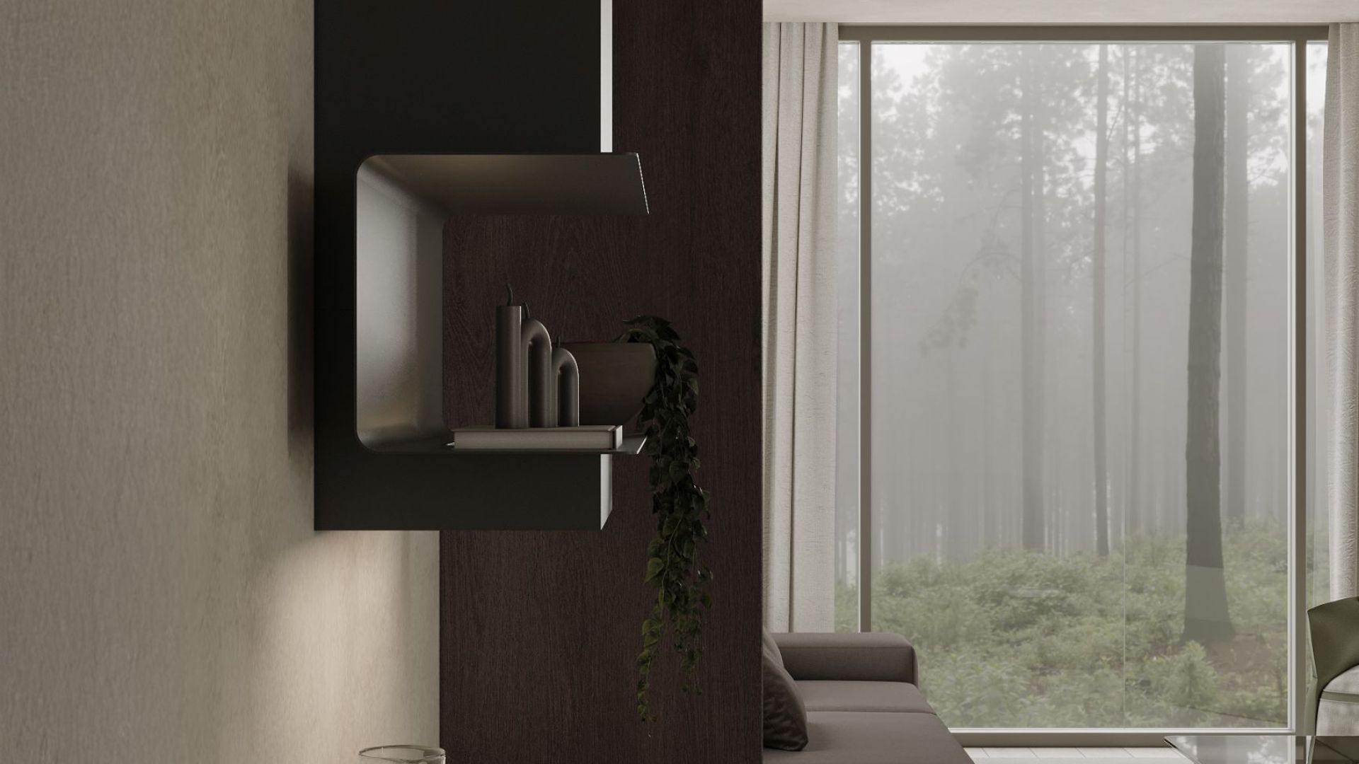 Digestor komínový C-Shelf Black-Black - Čierna matná - Vizualizácia 8