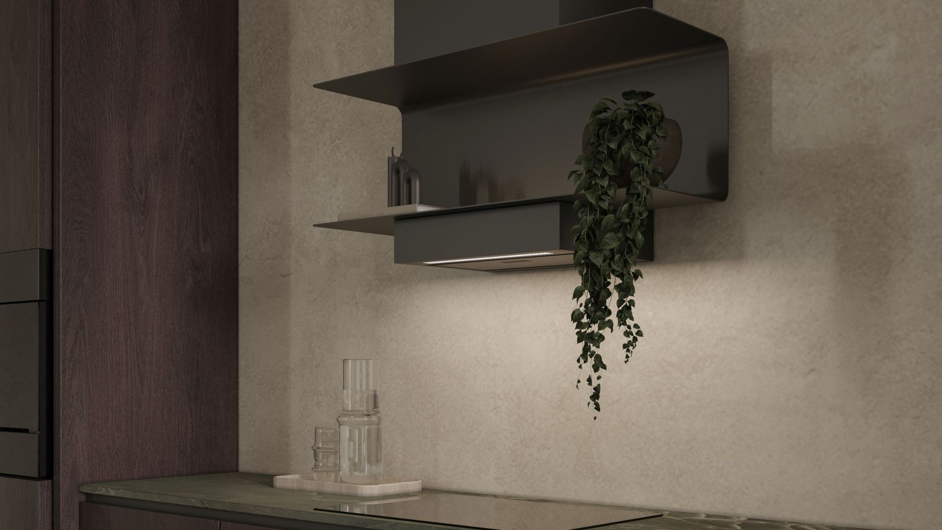 Digestor komínový C-Shelf Black-Black - Čierna matná - Vizualizácia 9