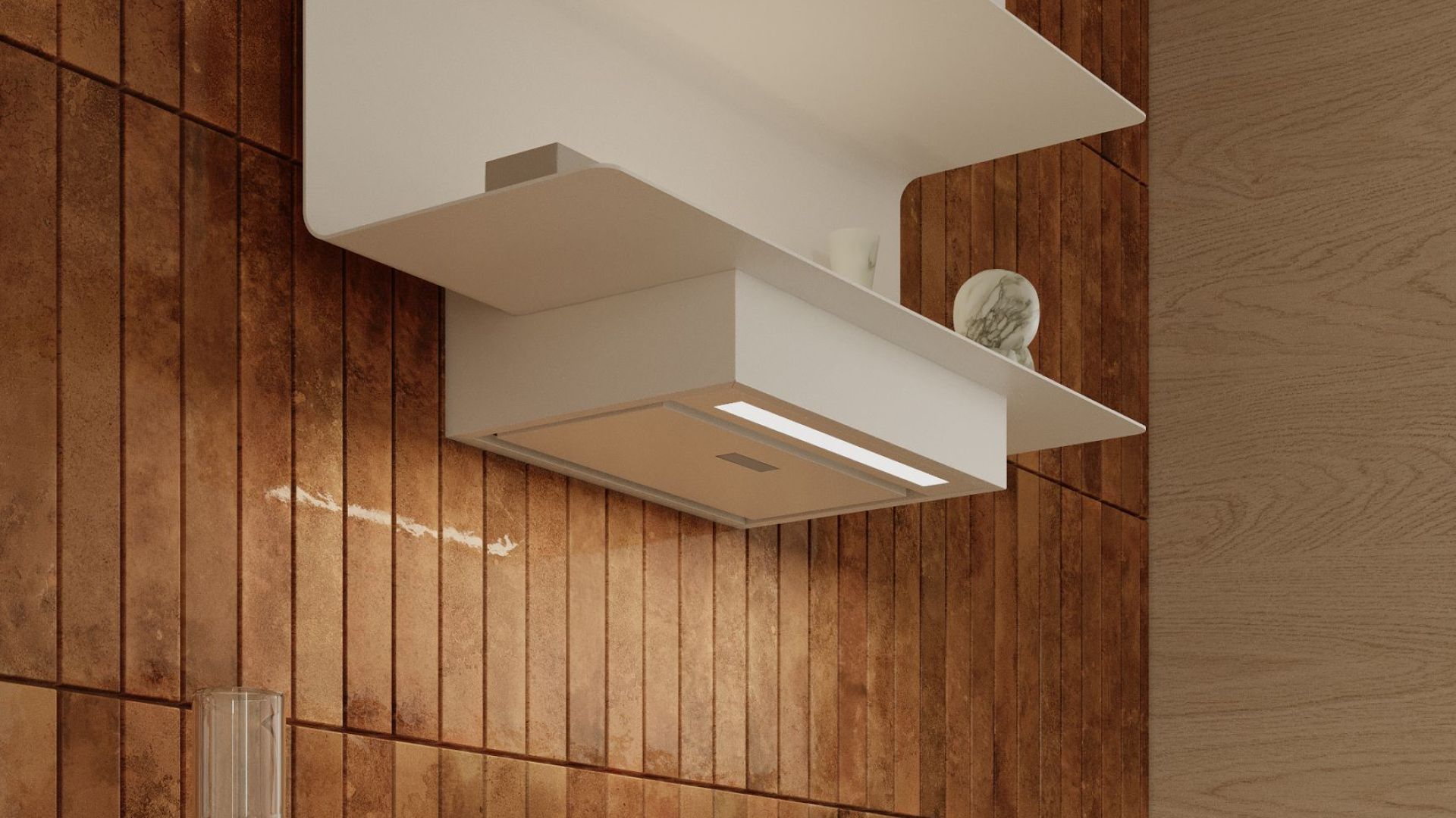 Digestor komínový C-Shelf White-White - Biela matná - Vizualizácia 5