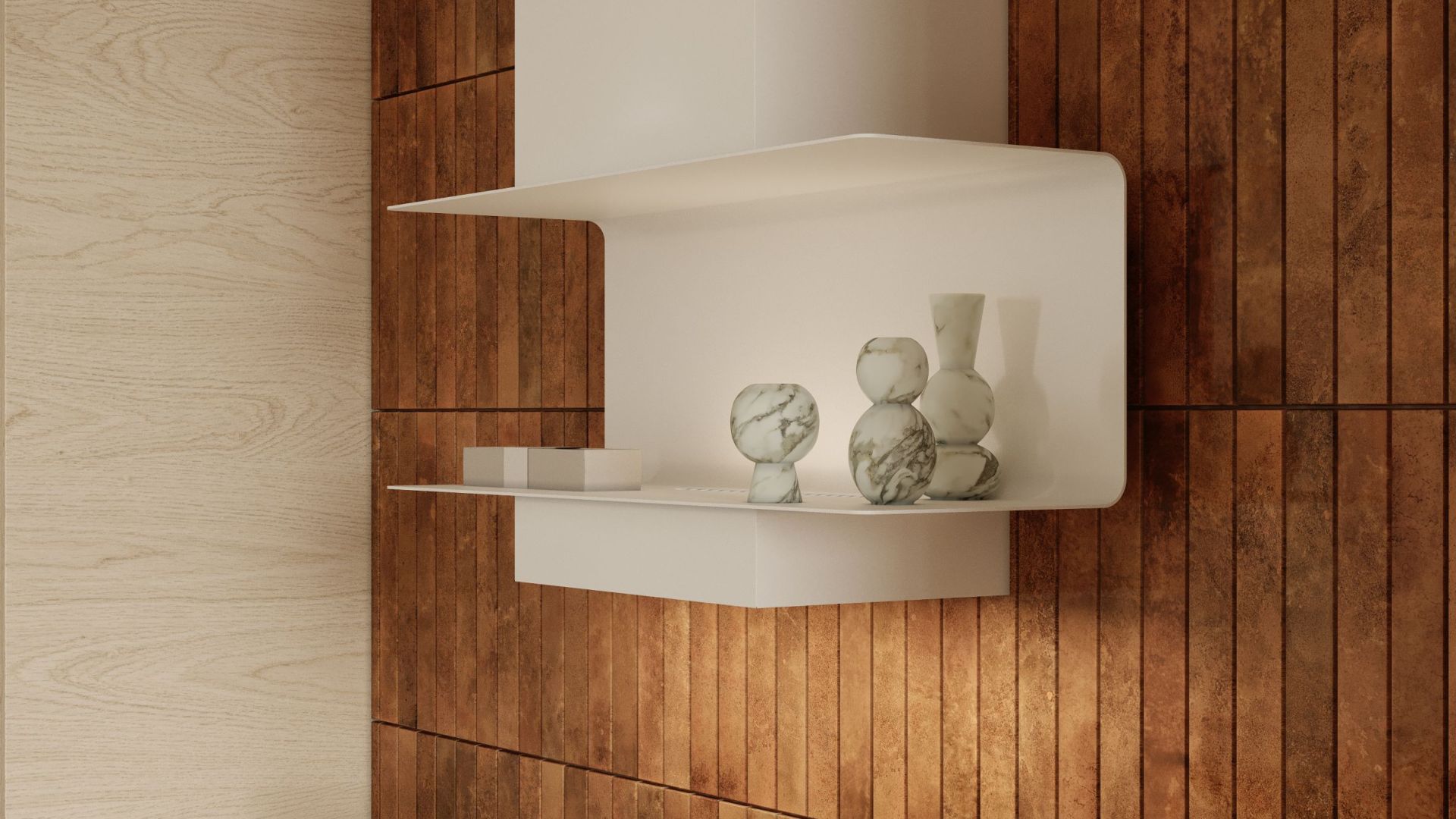 Digestor komínový C-Shelf White-White - Biela matná - Vizualizácia 6