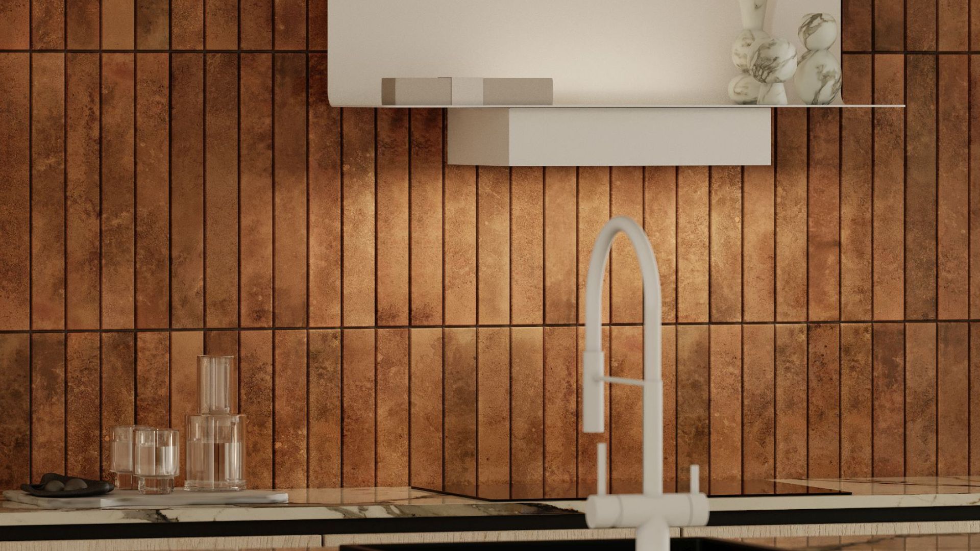 Digestor komínový C-Shelf White-White - Biela matná - Vizualizácia 7