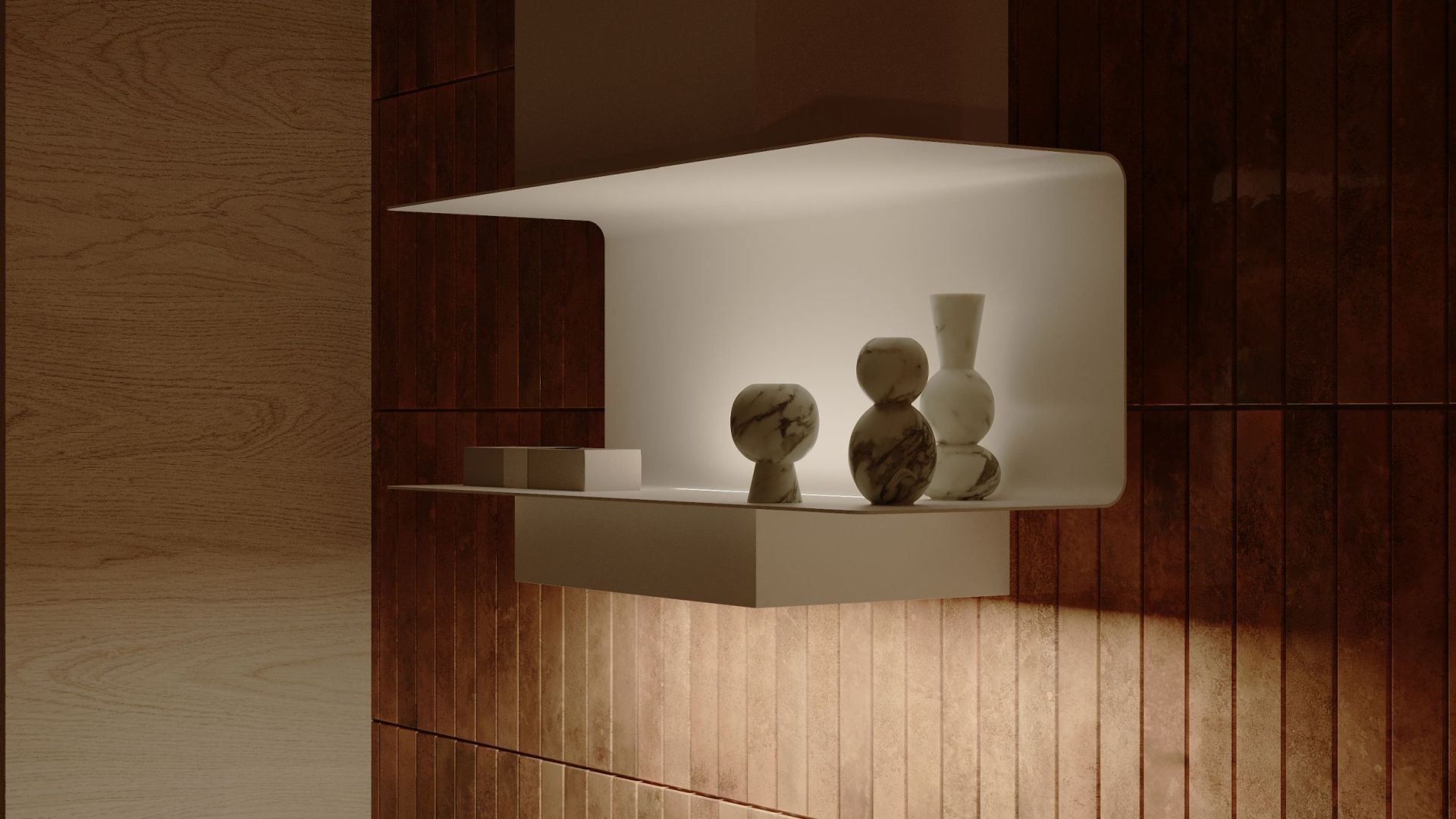 Digestor komínový C-Shelf White-White - Biela matná - Vizualizácia 9