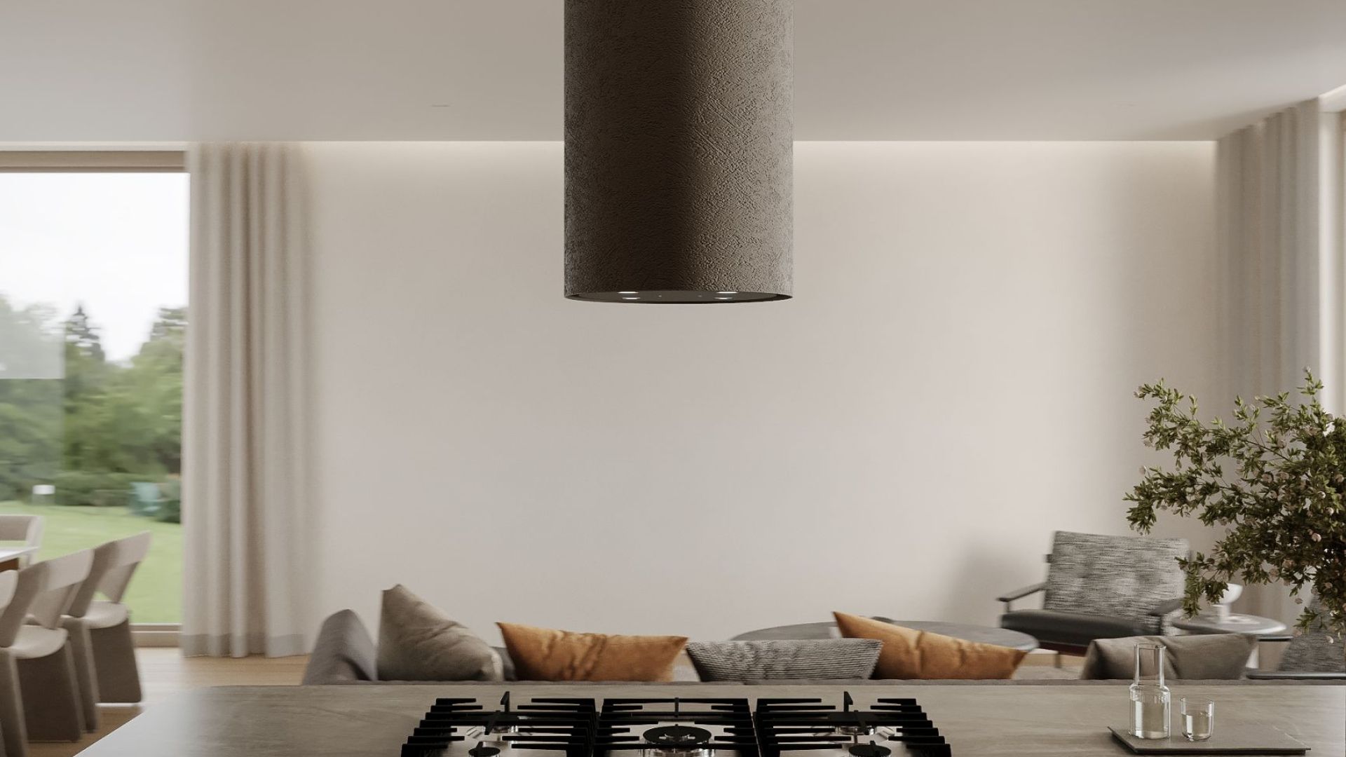Ostrovčekový digestor Columni Stono Dark Grey - Sivá - Vizualizácia 5