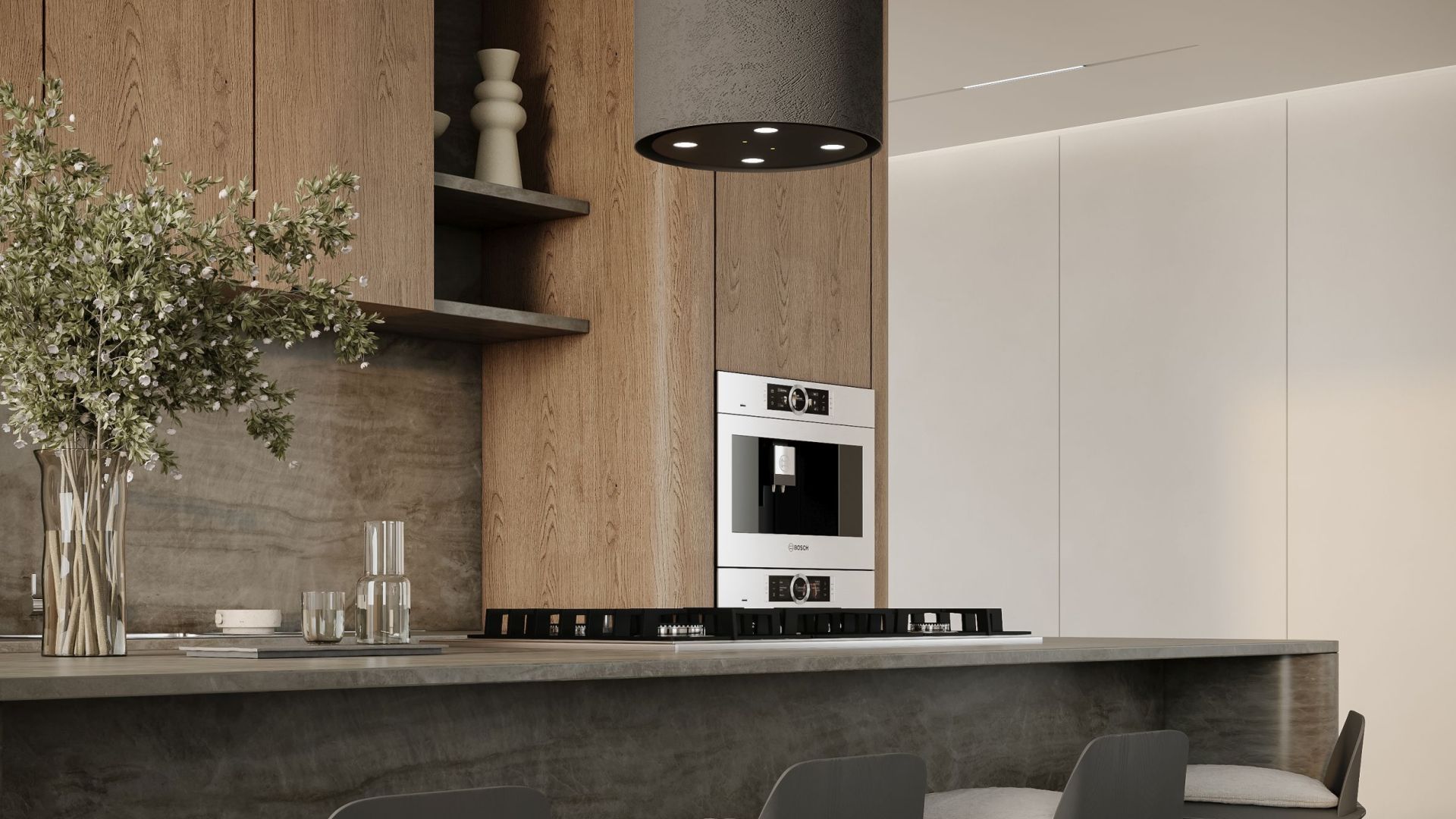 Ostrovčekový digestor Columni Stono Dark Grey - Sivá - Vizualizácia 6