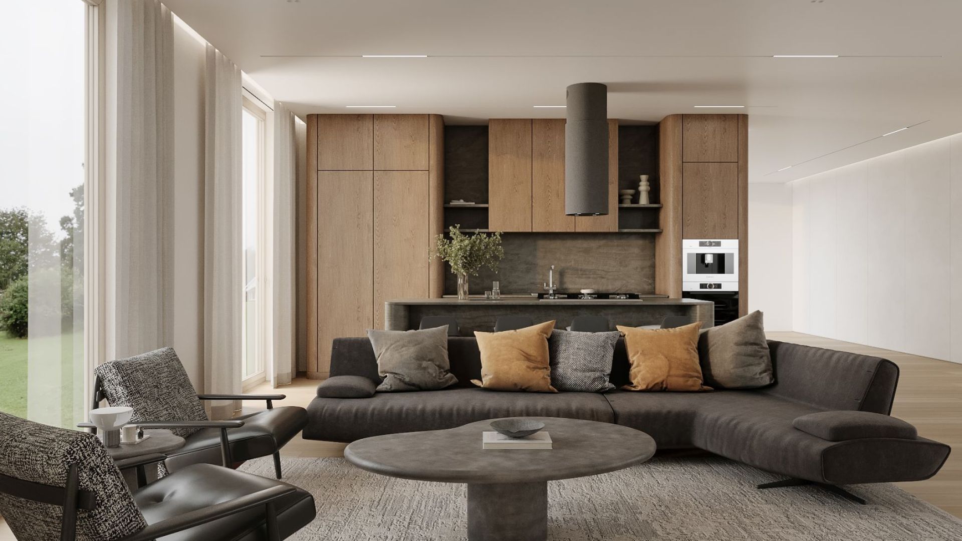 Ostrovčekový digestor Columni Stono Dark Grey - Sivá - Vizualizácia 7