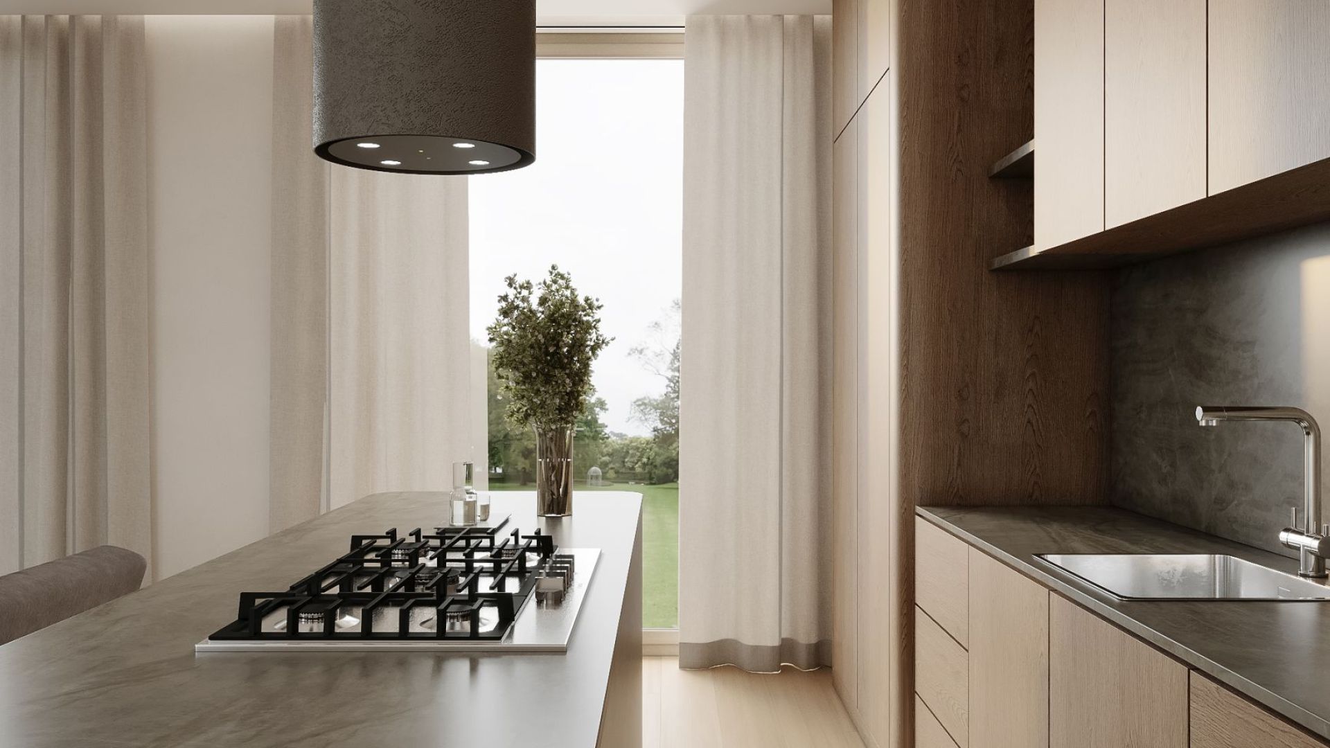 Ostrovčekový digestor Columni Stono Dark Grey - Sivá - Vizualizácia 9