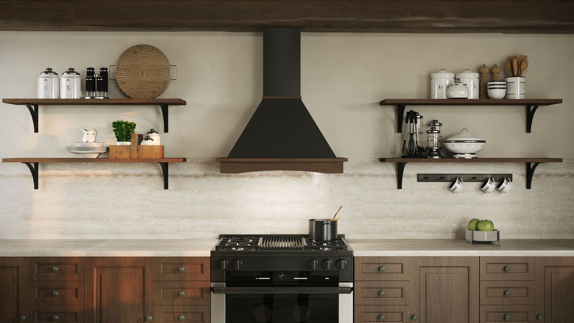 Rustikálny digestor Rustikálny digestor Rustic Black Matt Gesture Control - Čierna matná - Vizualizácia 3