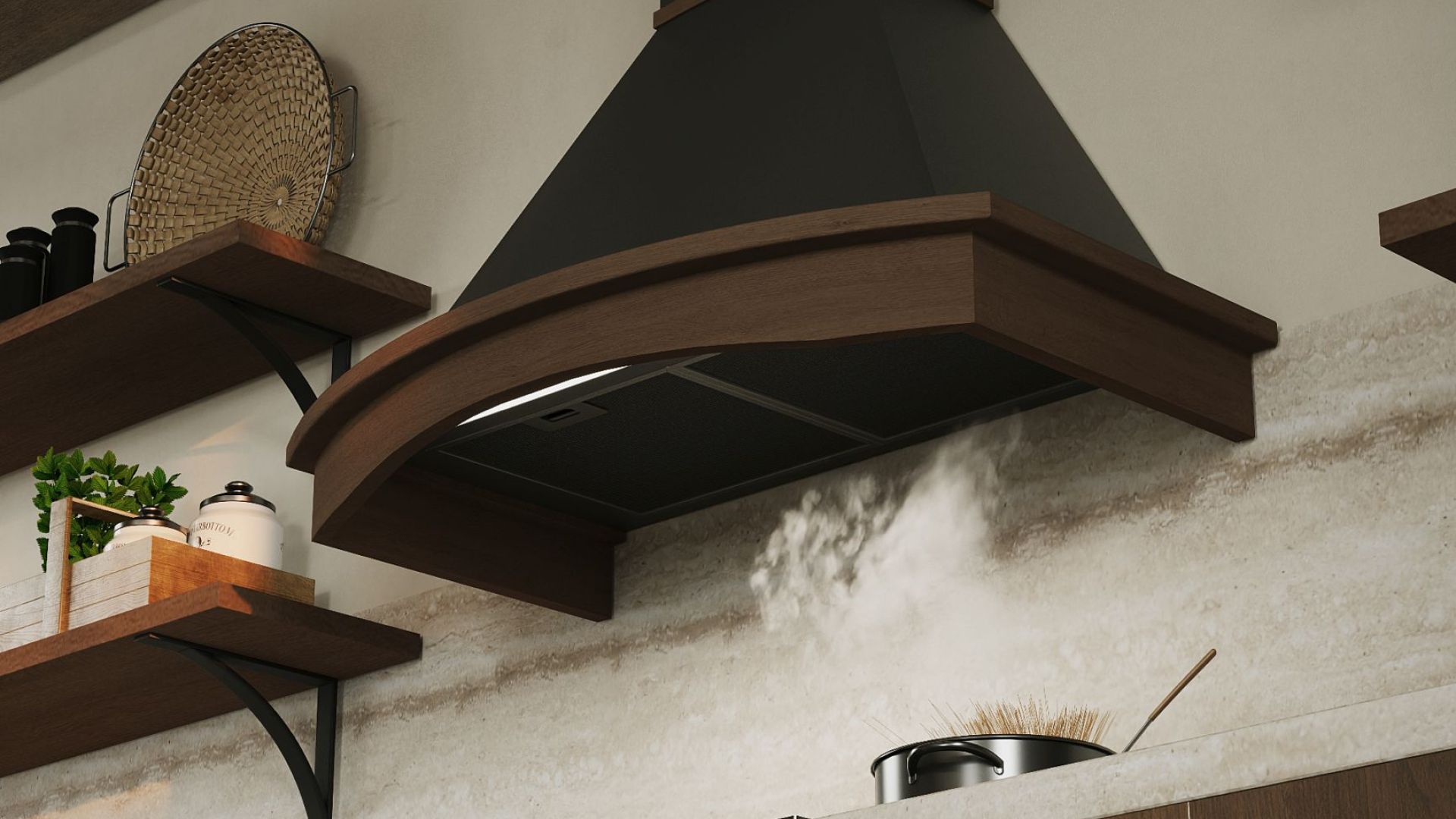 Rustikálny digestor Rustikálny digestor Rustic Black Matt Gesture Control - Čierna matná - Vizualizácia 4