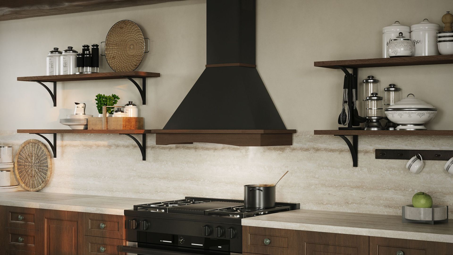 Rustikálny digestor Rustikálny digestor Rustic Black Matt Gesture Control - Čierna matná - Vizualizácia 6