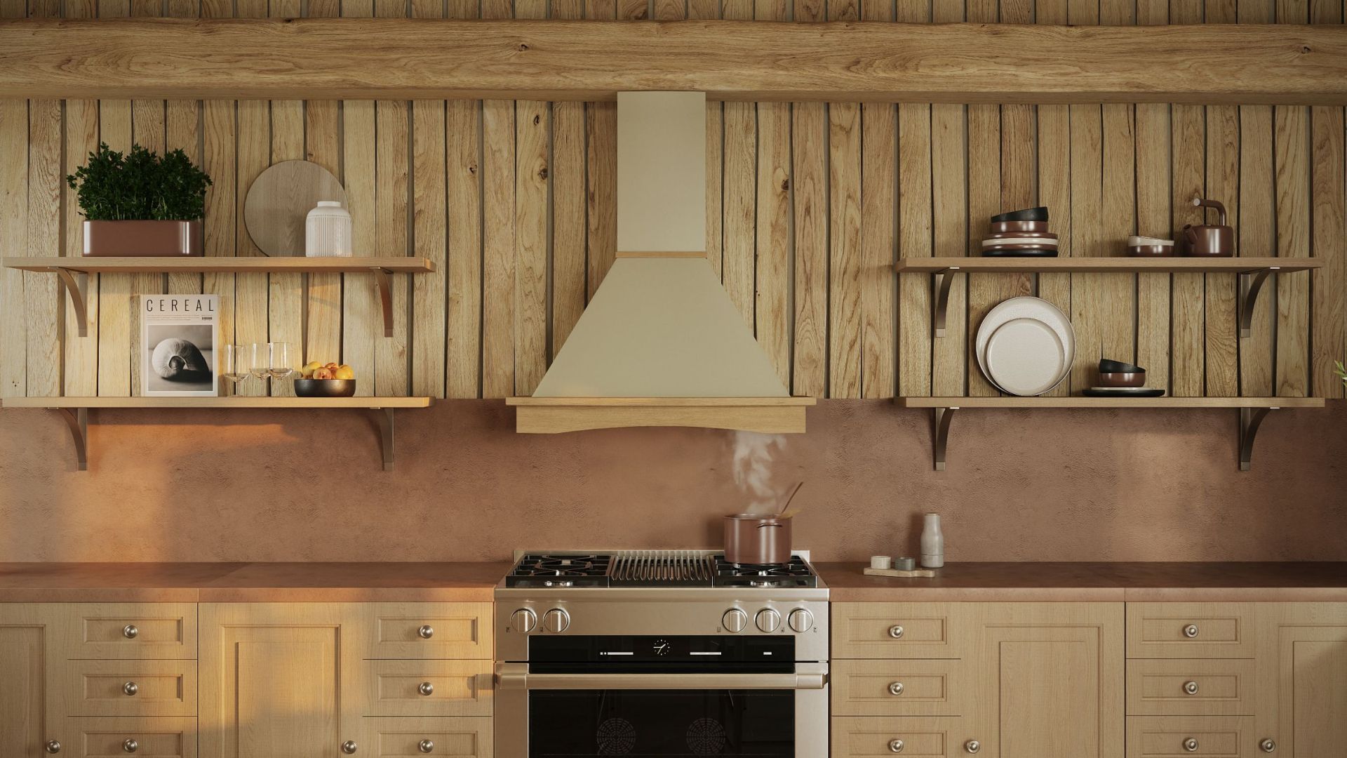 Rustikálny digestor Rustic Ecru Gesture Control - Ecru - Vizualizácia 3