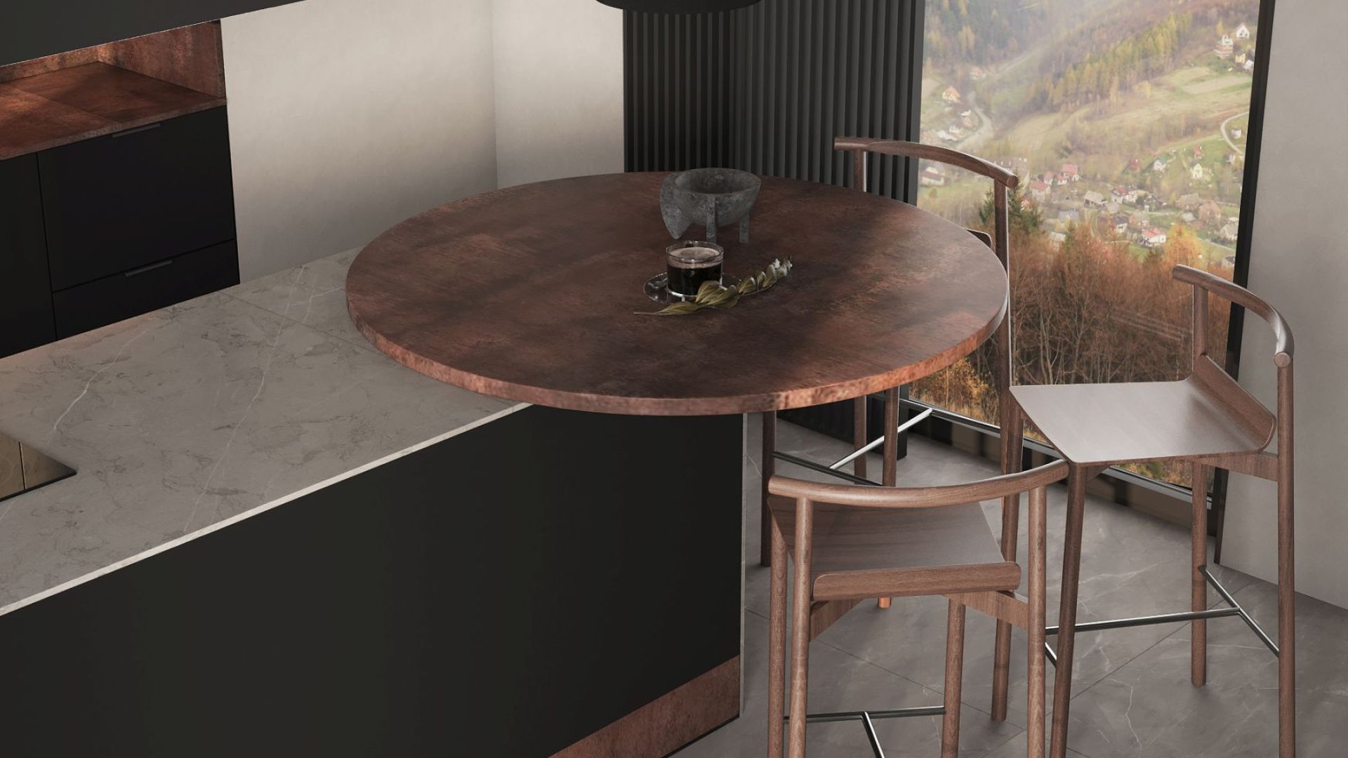 Ostrovčekový digestor Alvar Black Matt - Čierna matná - Vizualizácia 4