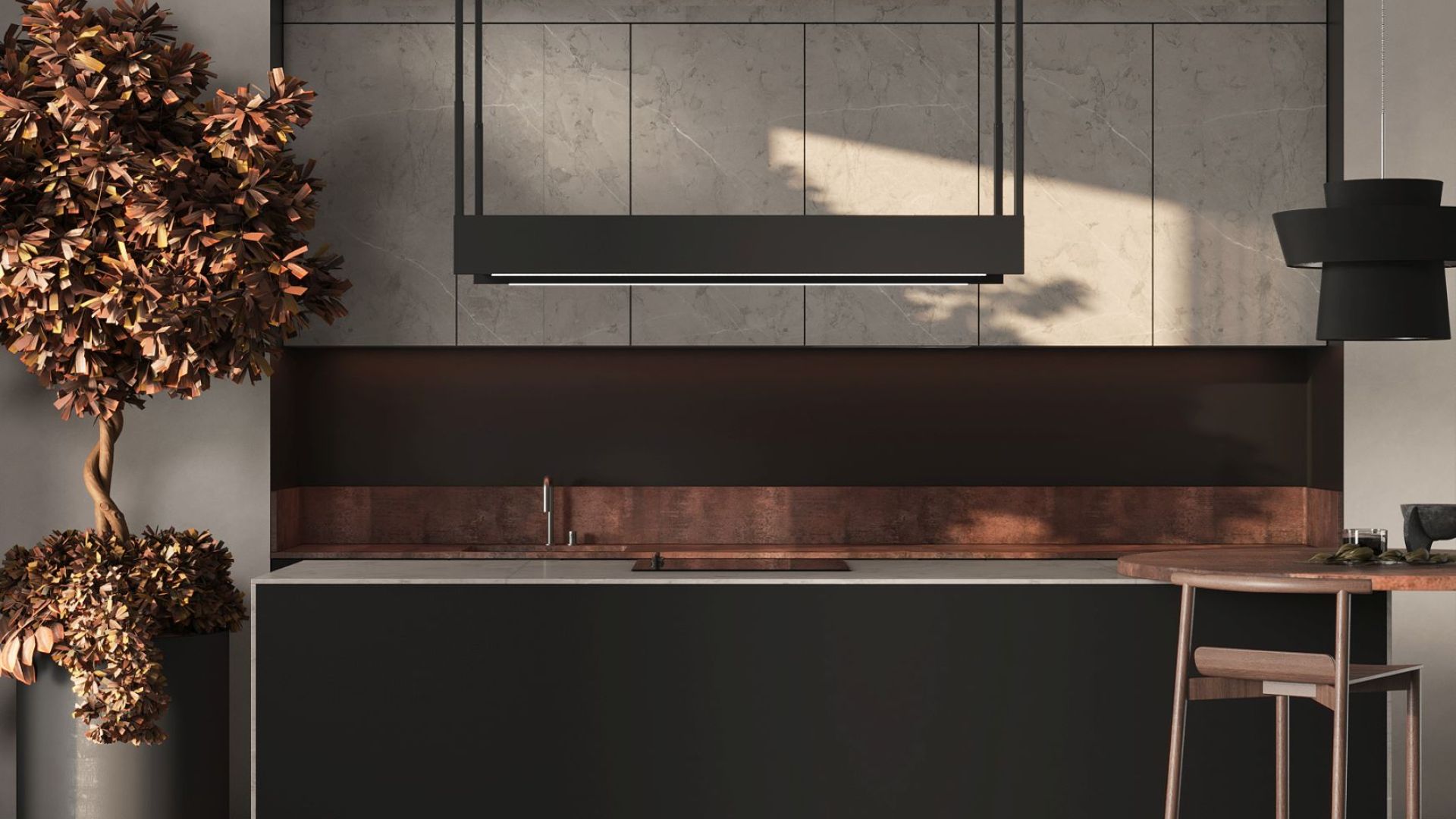 Ostrovčekový digestor Alvar Black Matt - Čierna matná - Vizualizácia 5