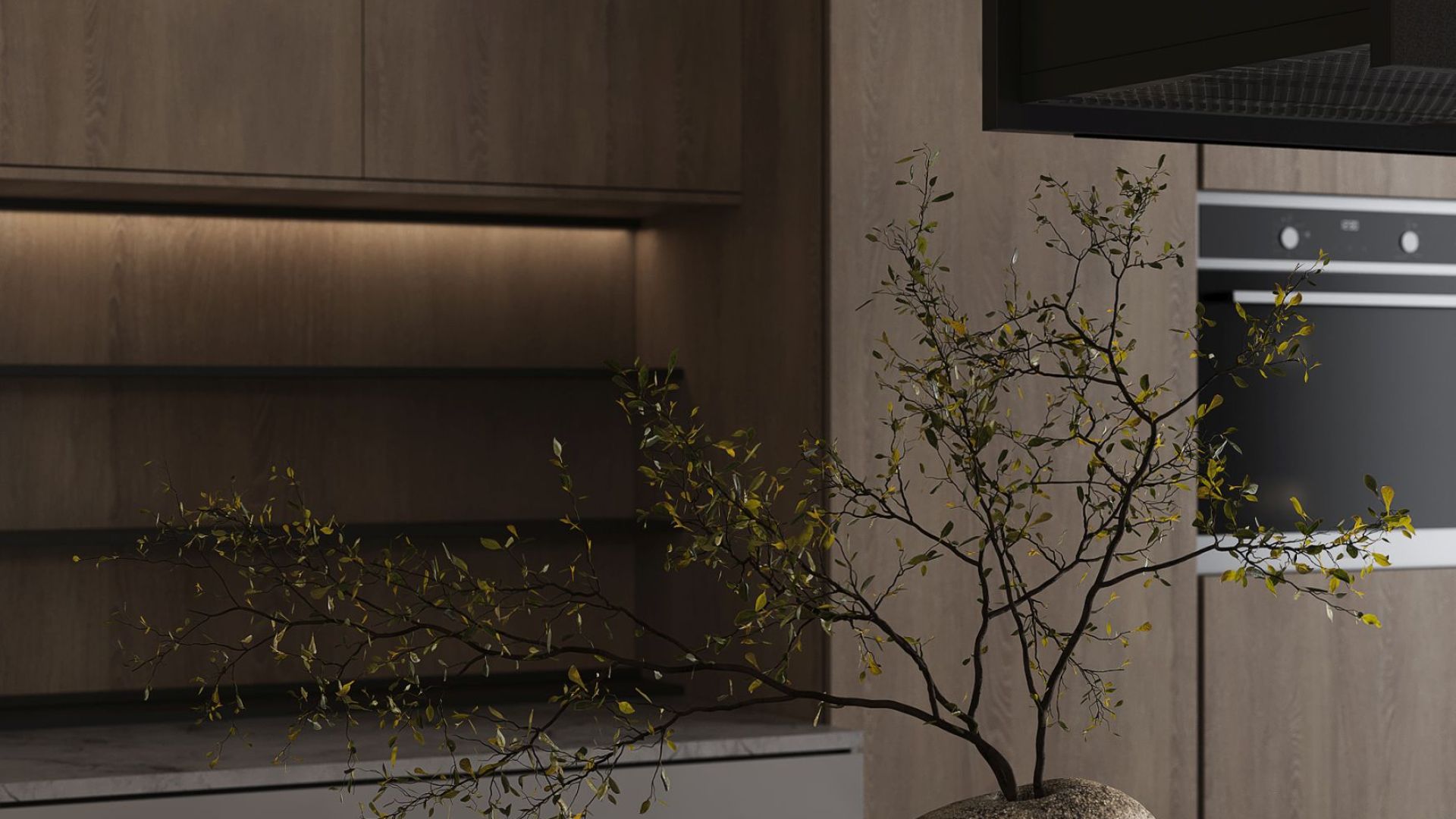 Ostrovčekový digestor Alvar Wood Black Matt - Čierna matná - Vizualizácia 4