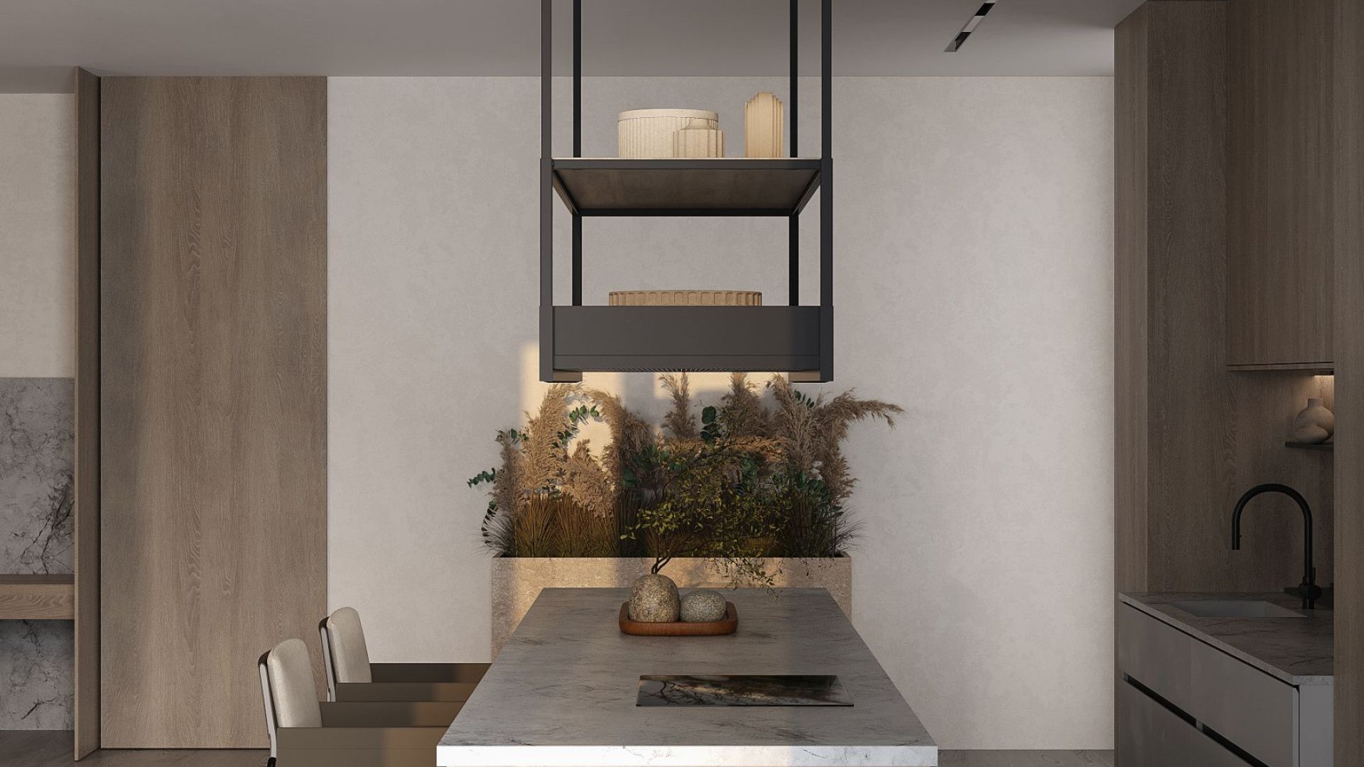 Ostrovčekový digestor Alvar Wood Black Matt - Čierna matná - Vizualizácia 7